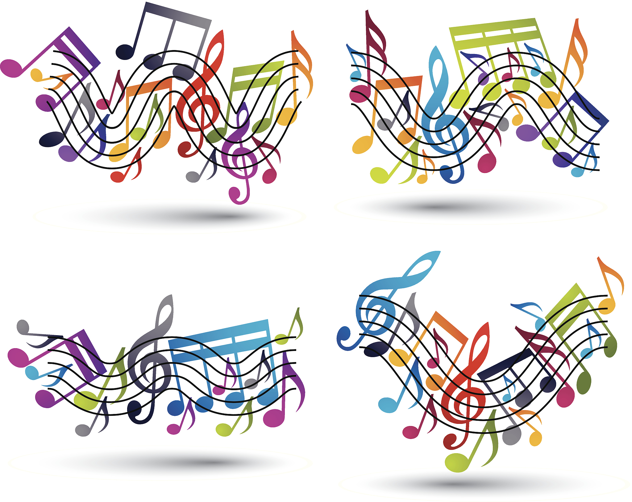 musical notes staff set.