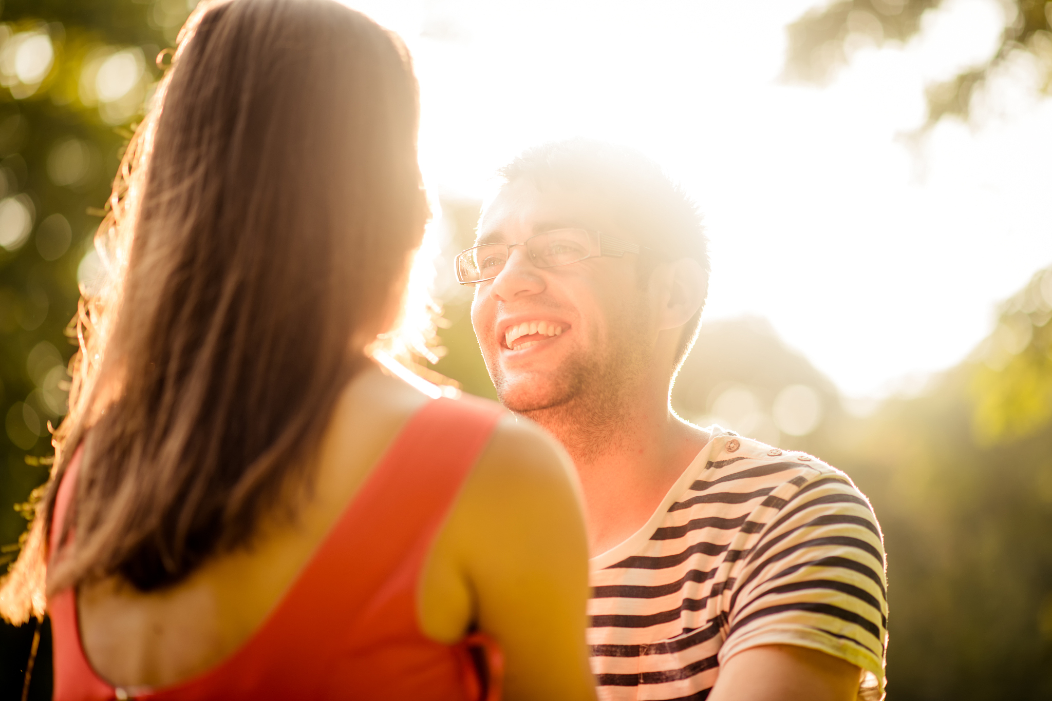 couple talking on date