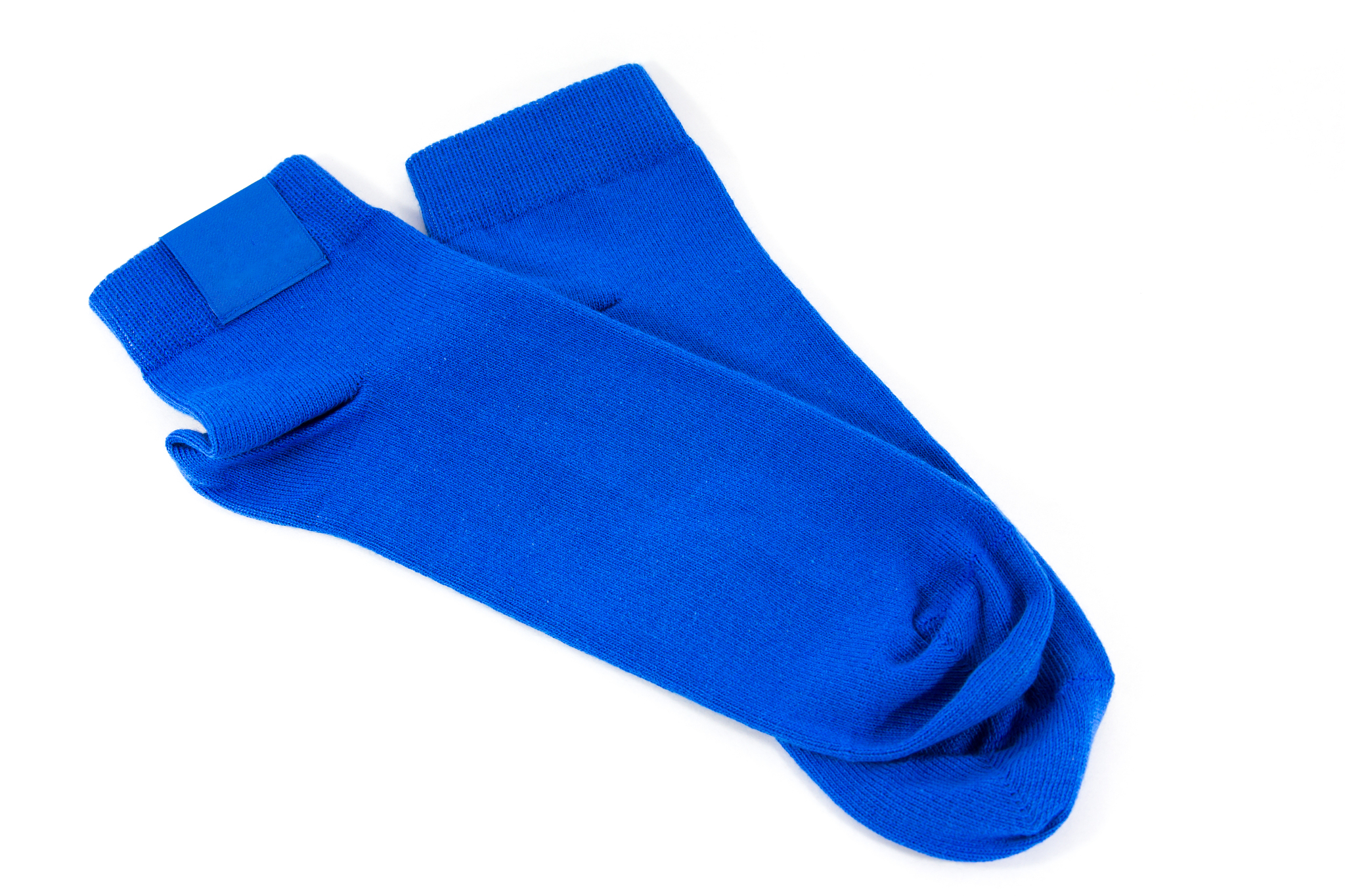 blue socks on white background