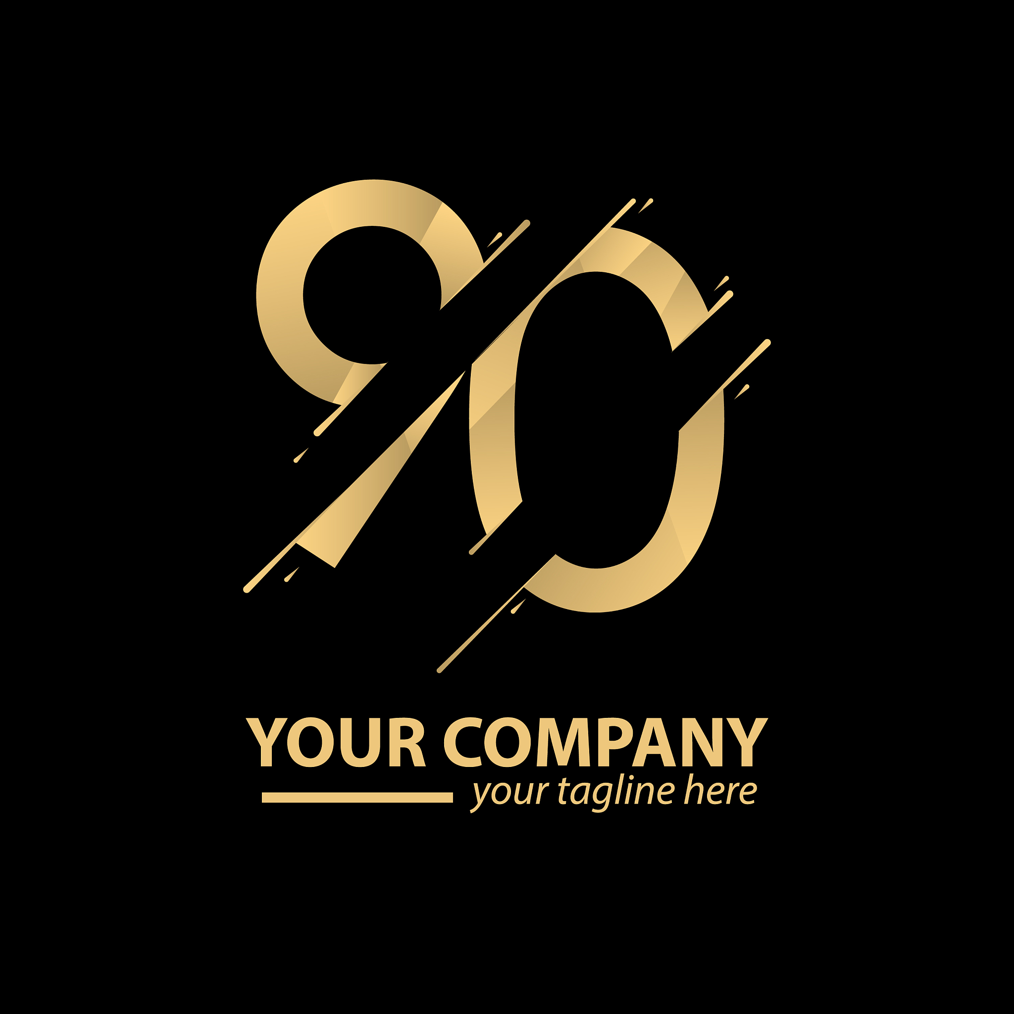 90 year anniversary luxury gold template design