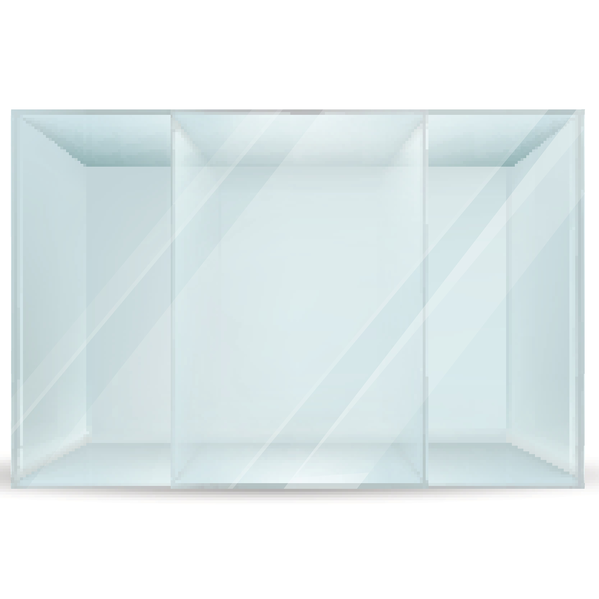 empty three division rectangular glass box