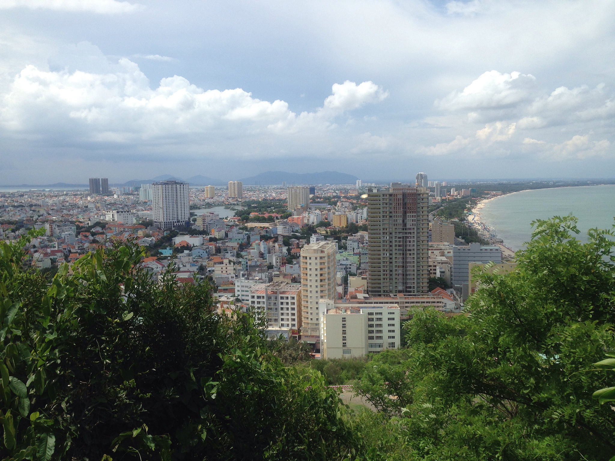 high angle view of trees and buildings against sky