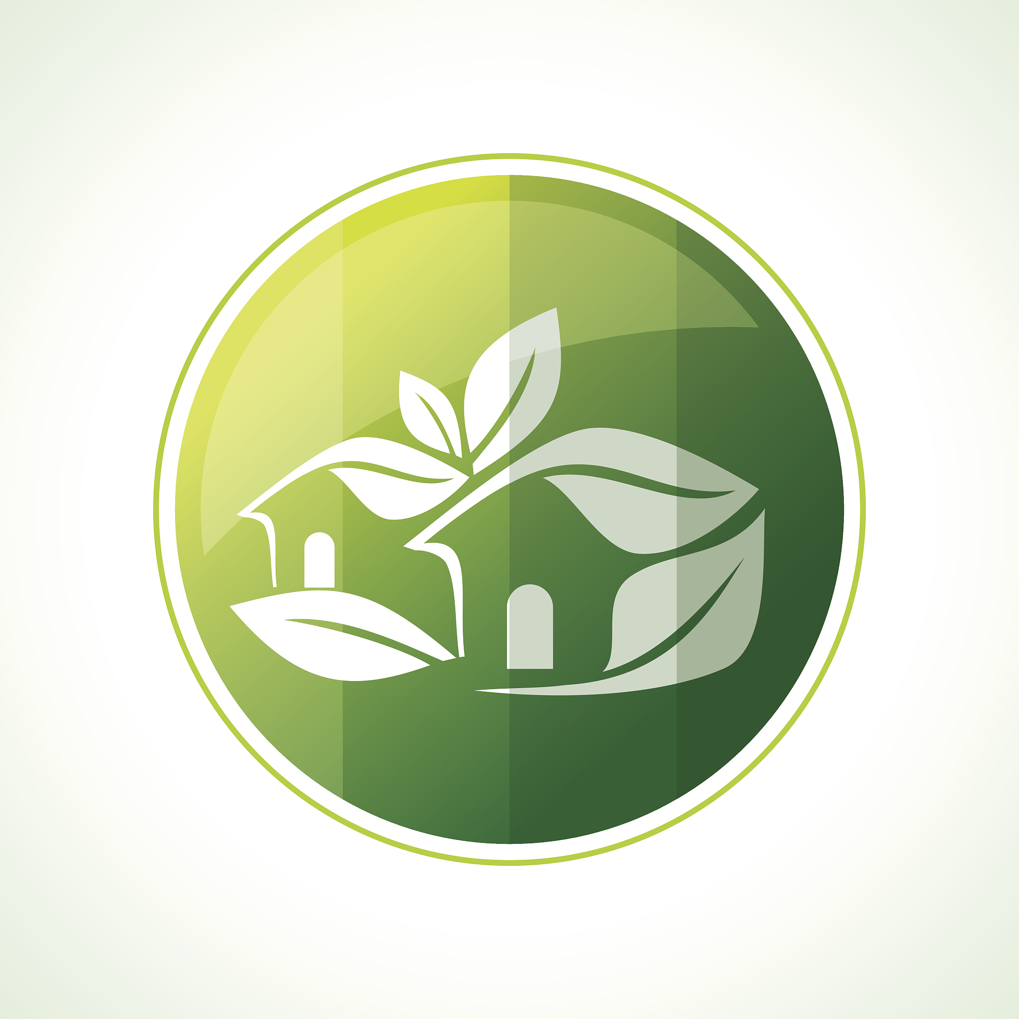 ecology icons with green leaves in vector