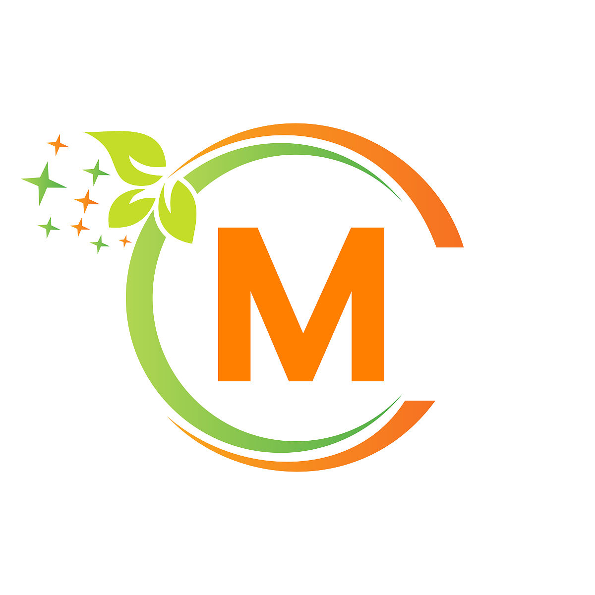 房子清洁标志上m字母设计.字母m清洁服务屋标志模板吸尘器,桶,春季清