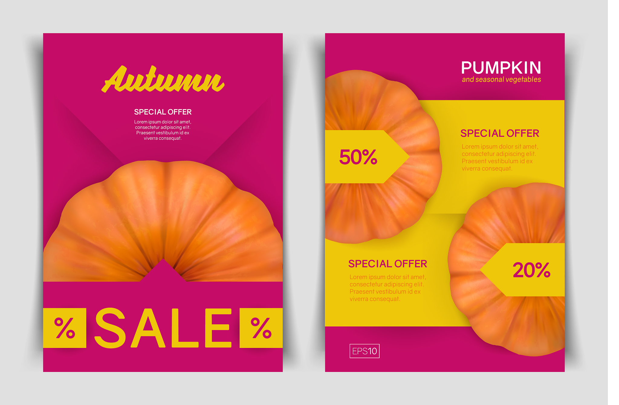 autumn sale bright pink background with pumpkin