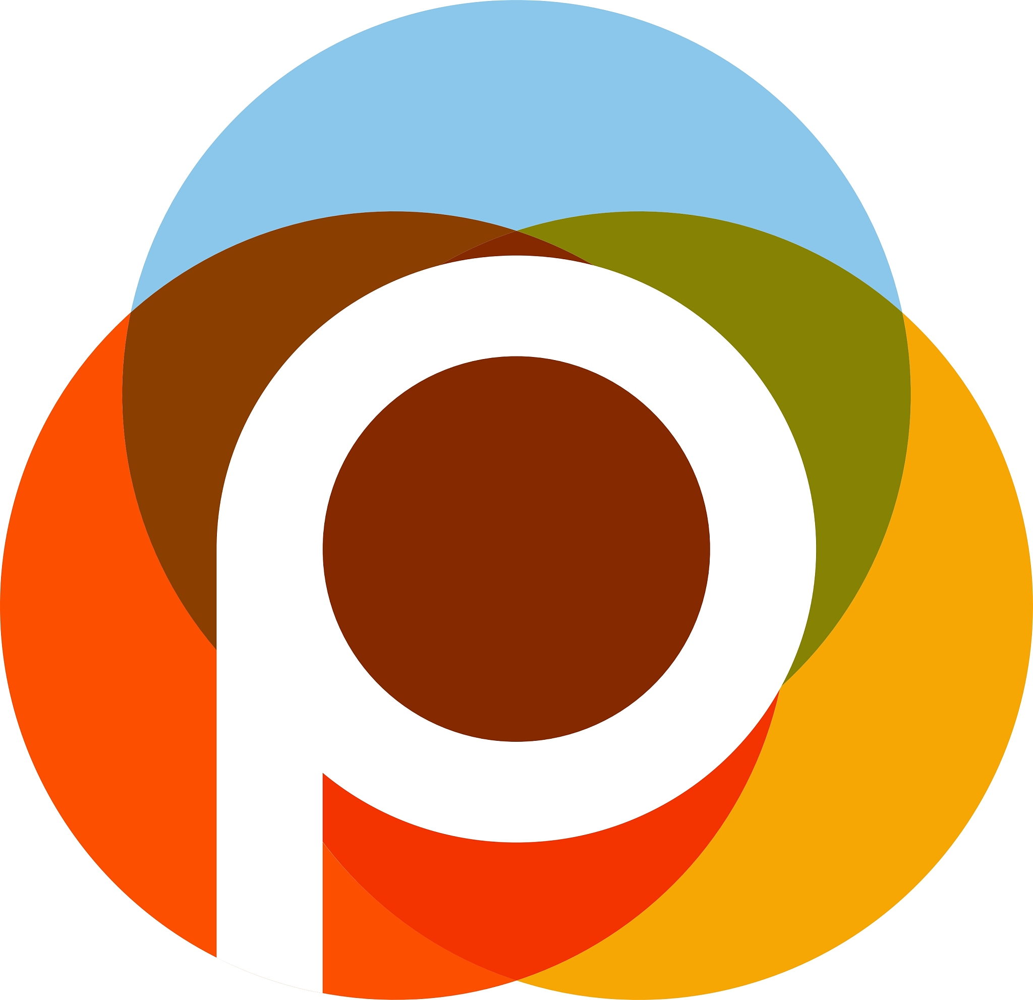 color letter p logo icon design