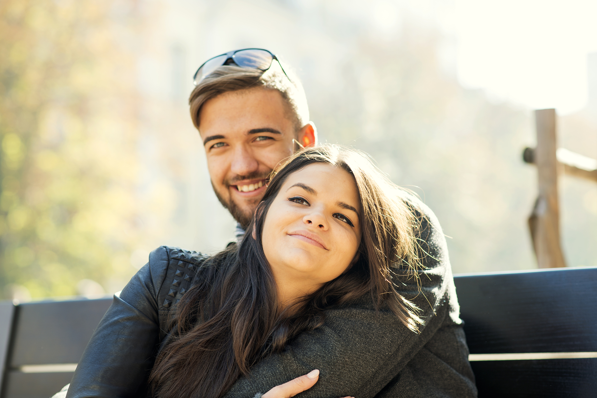 couple dating and hugging
