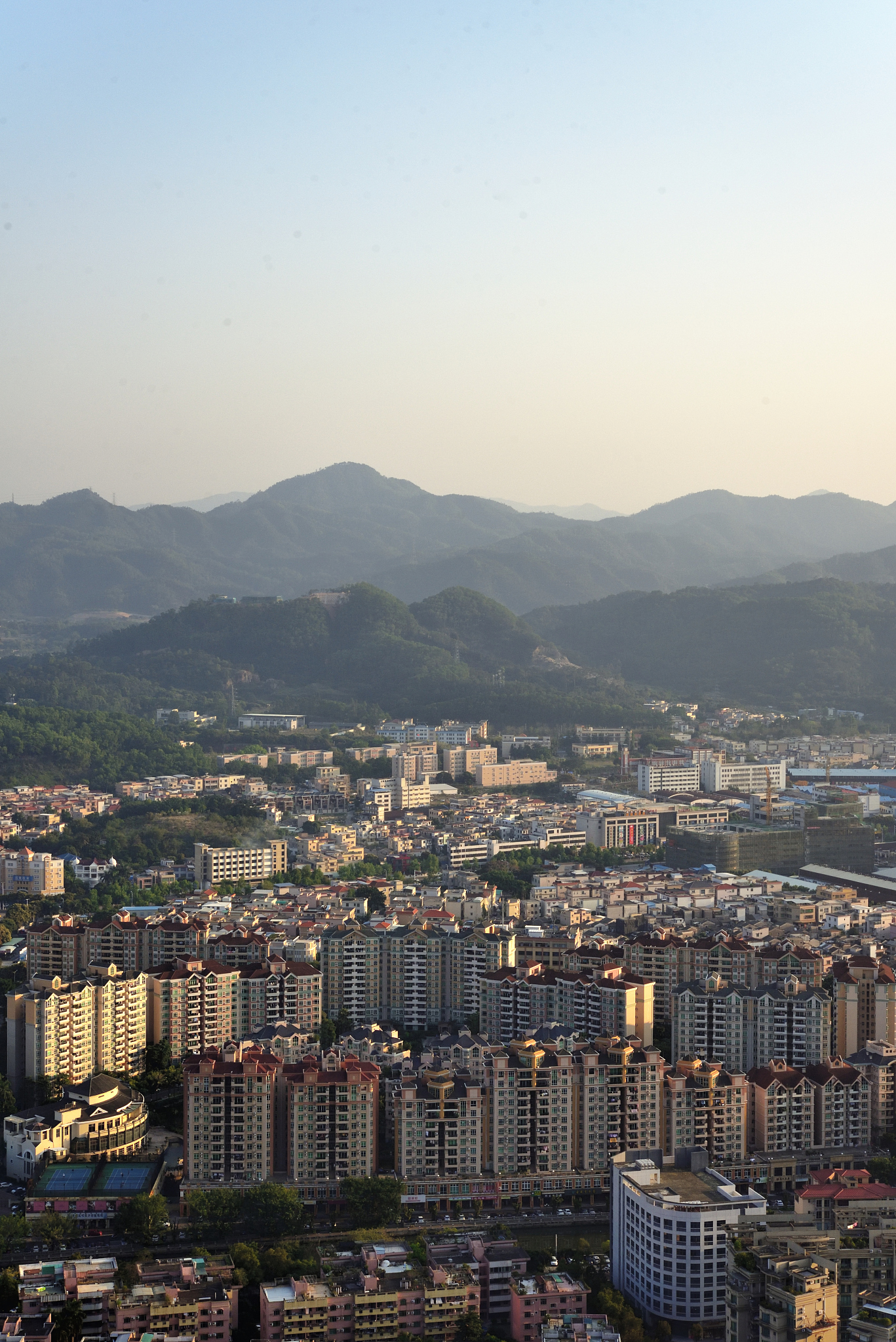 aerial view city skyline in zhongshan, china