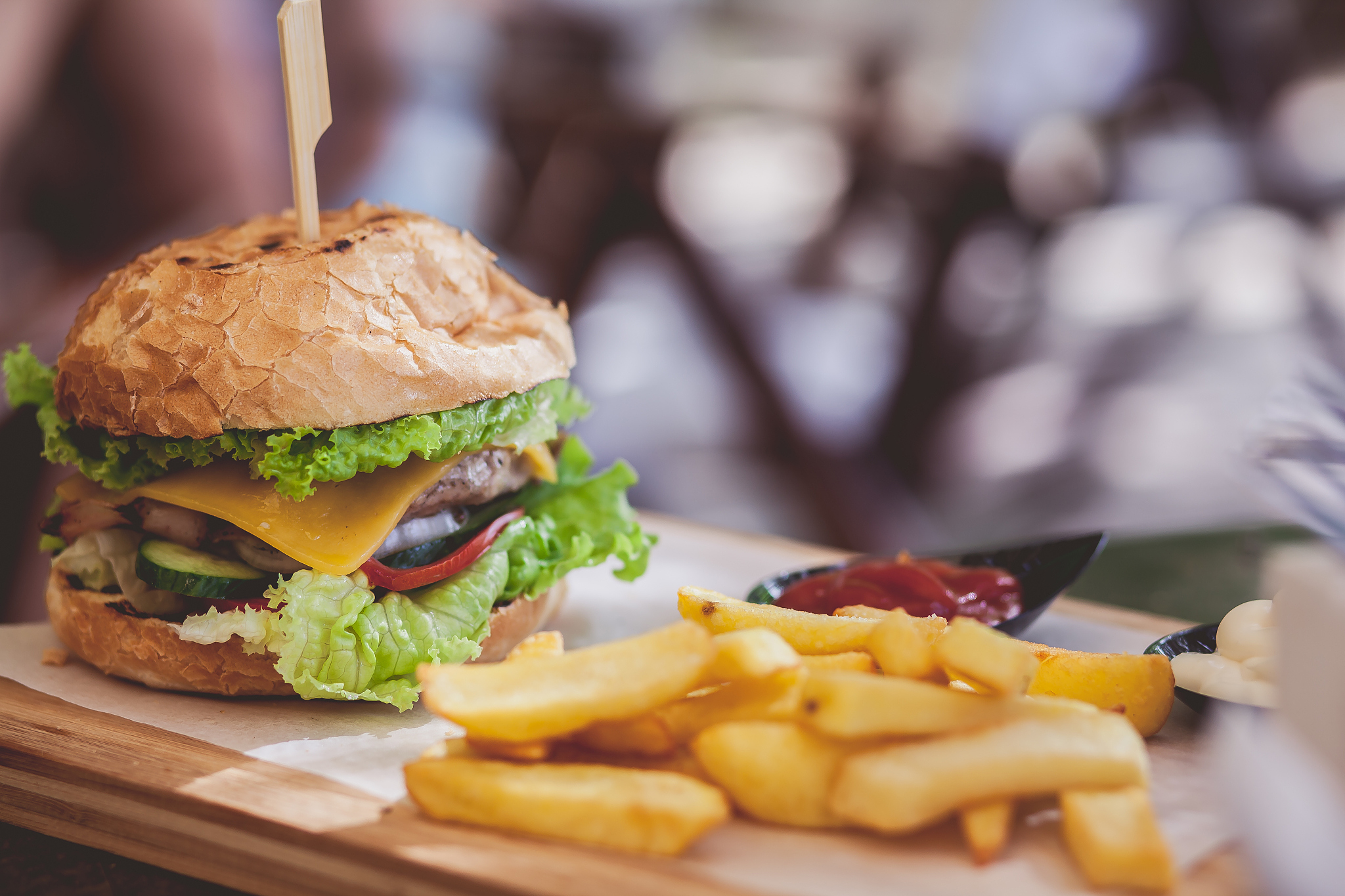 hamburger and fries