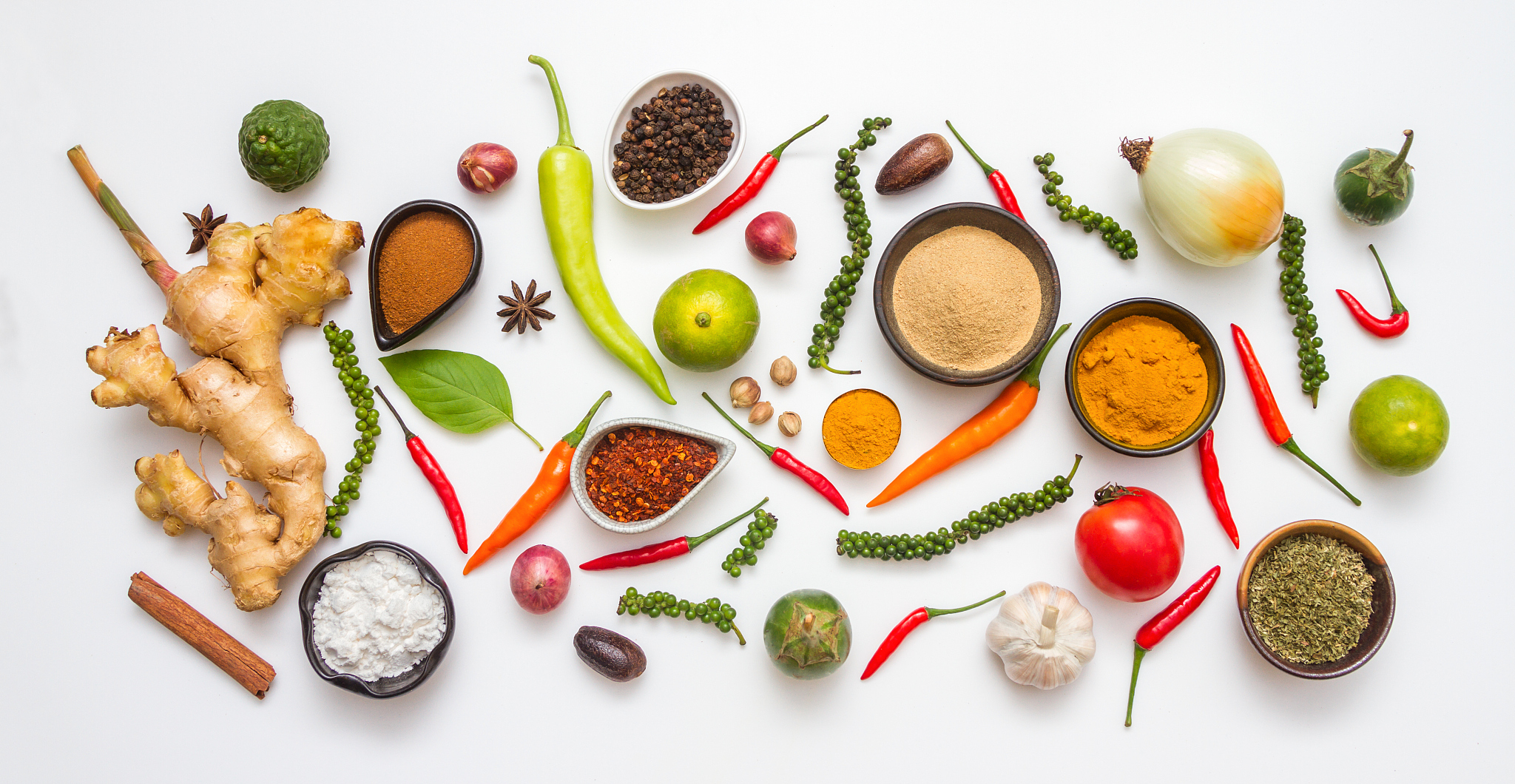 spices for herb and cooking on white background.