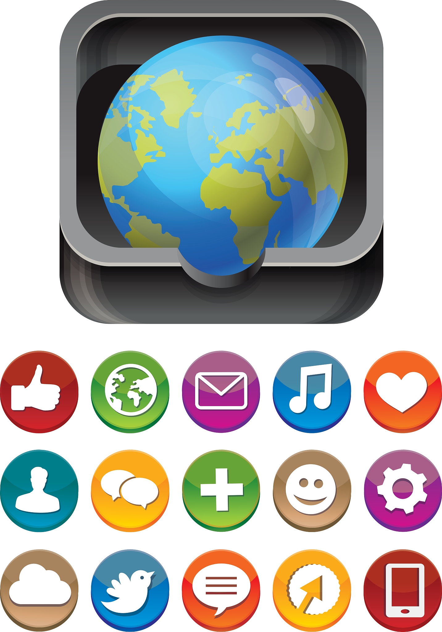 app icon - globe in square box with social media