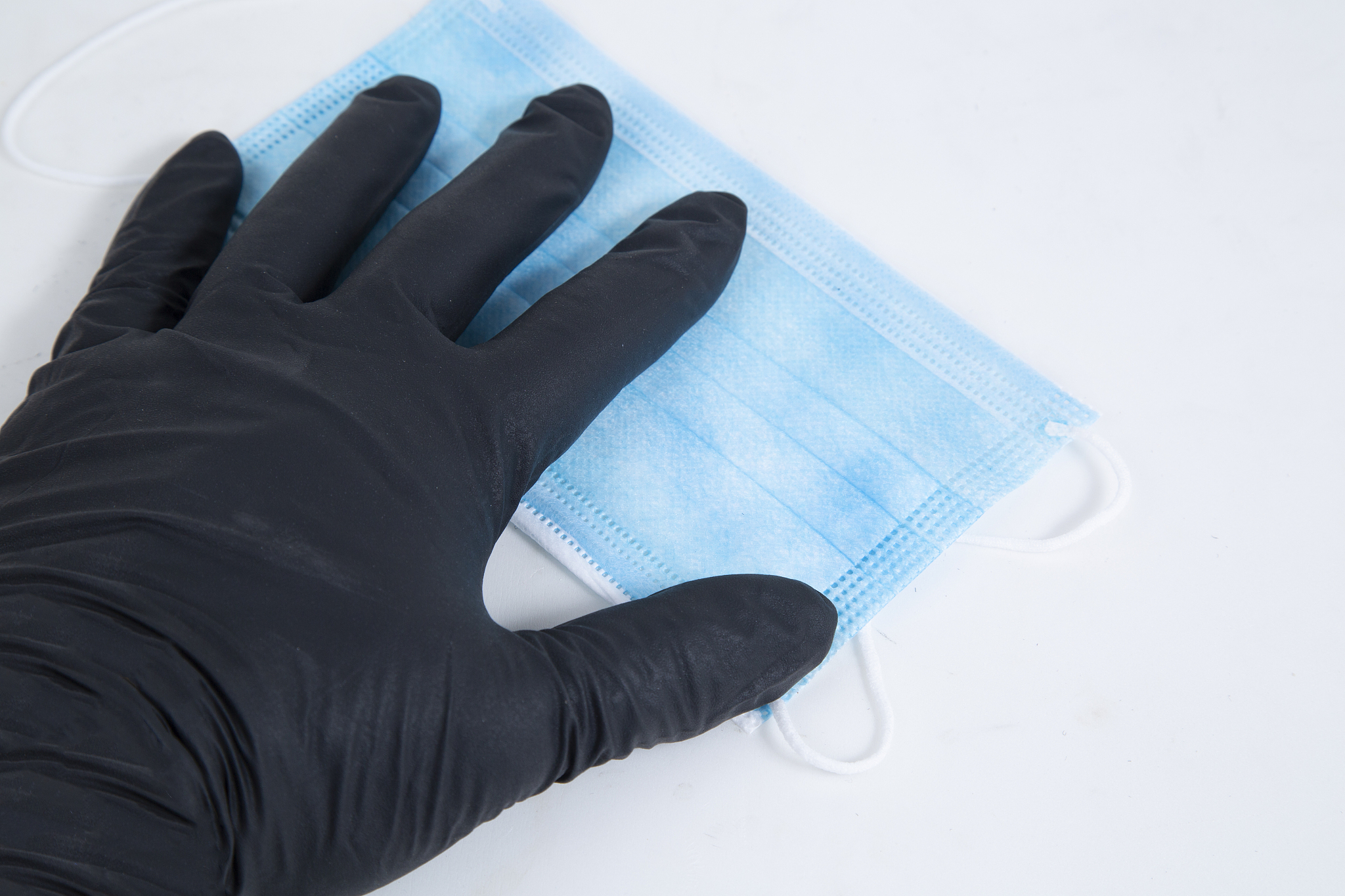 medical gloves and masks.