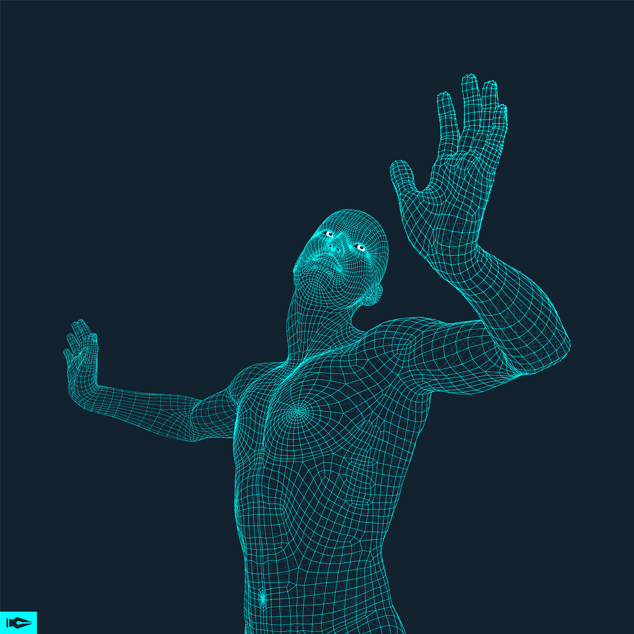 3d model man human body wire model design