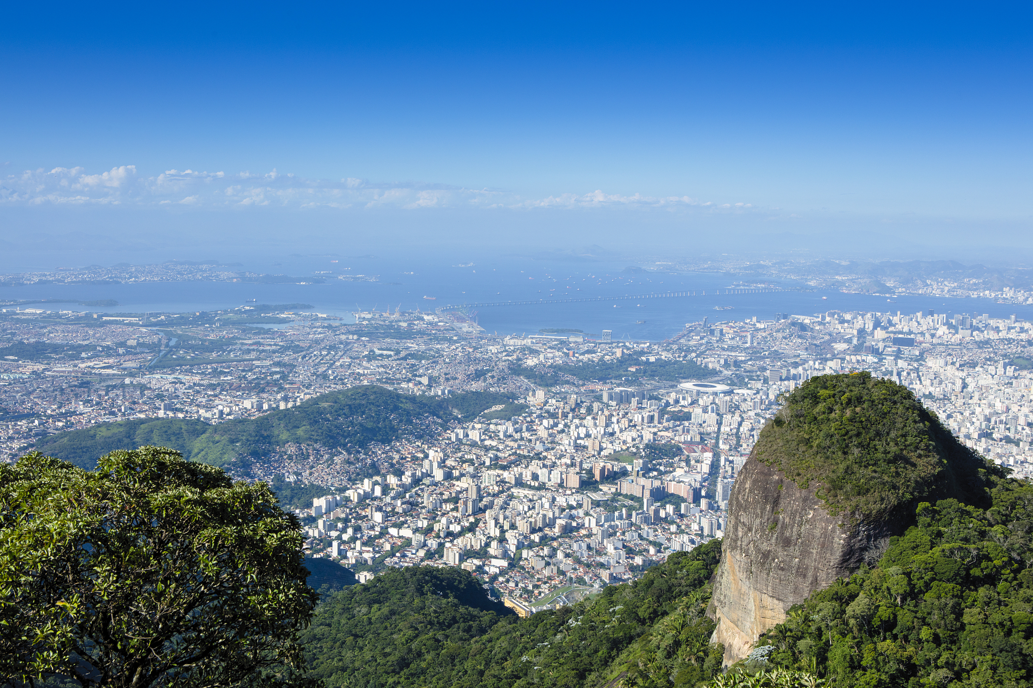 view of the city of rio de janeiro from tijuca mirim peak in day