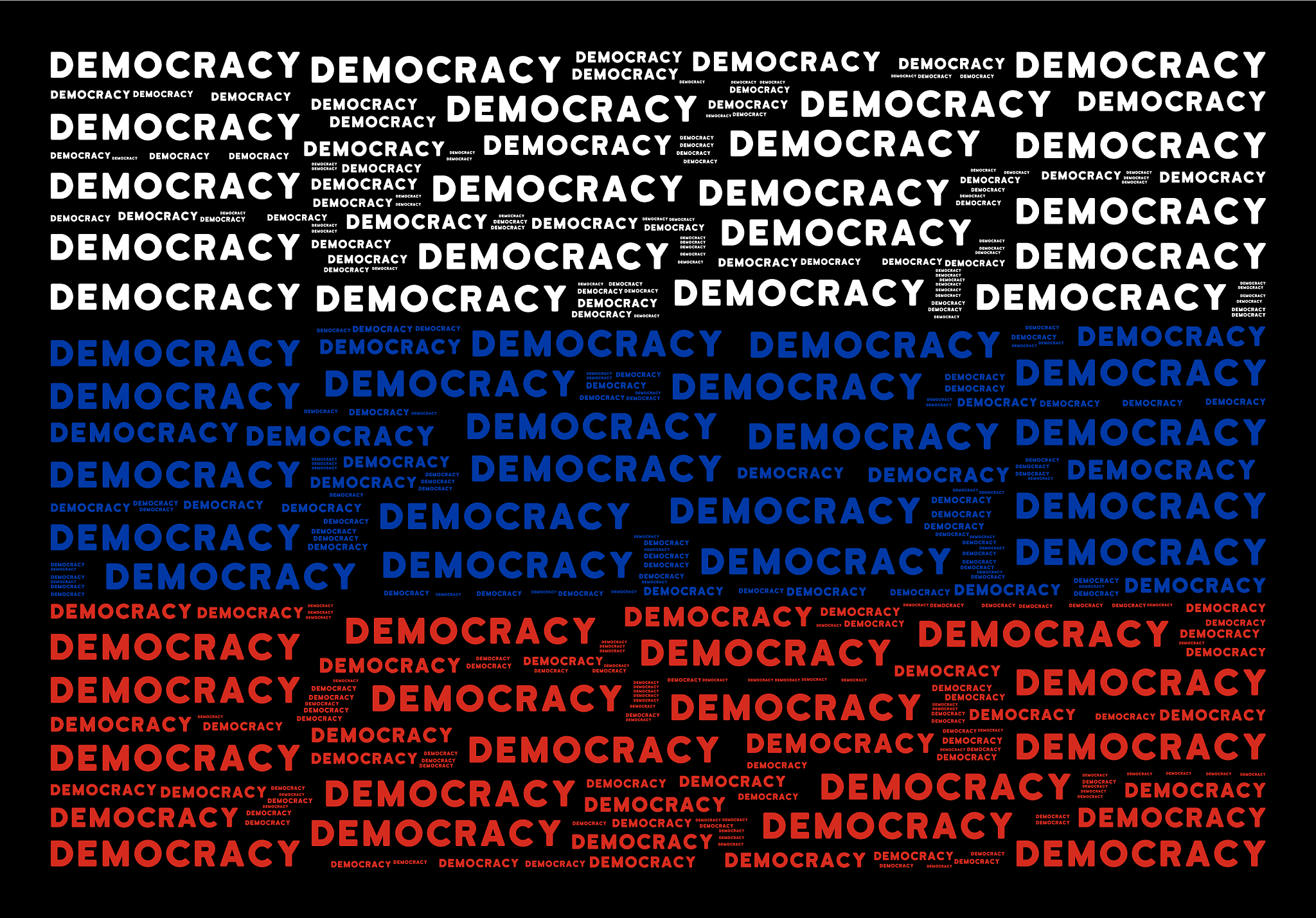 russia flag collage of democracy texts