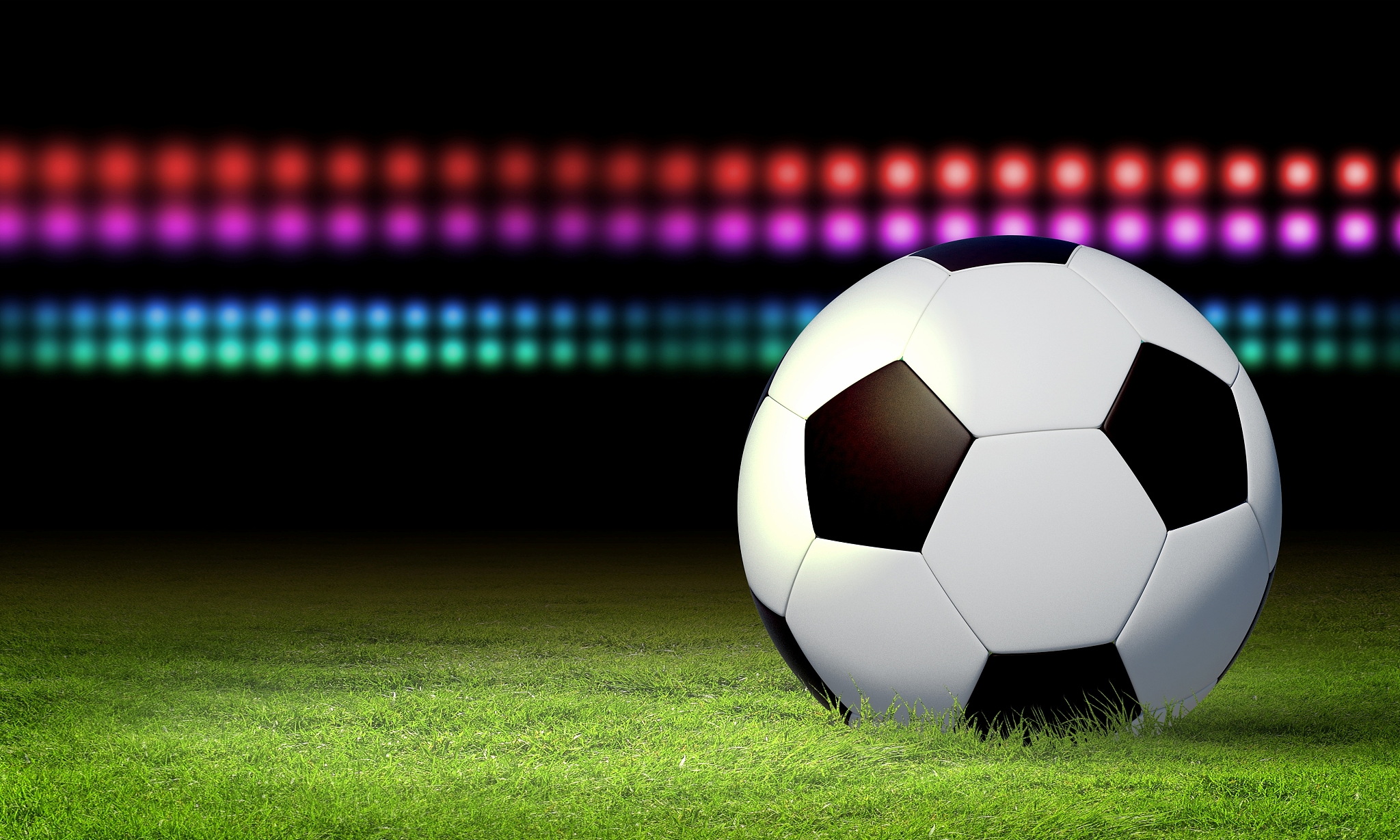 black and white football or soccer ball, colour illustration