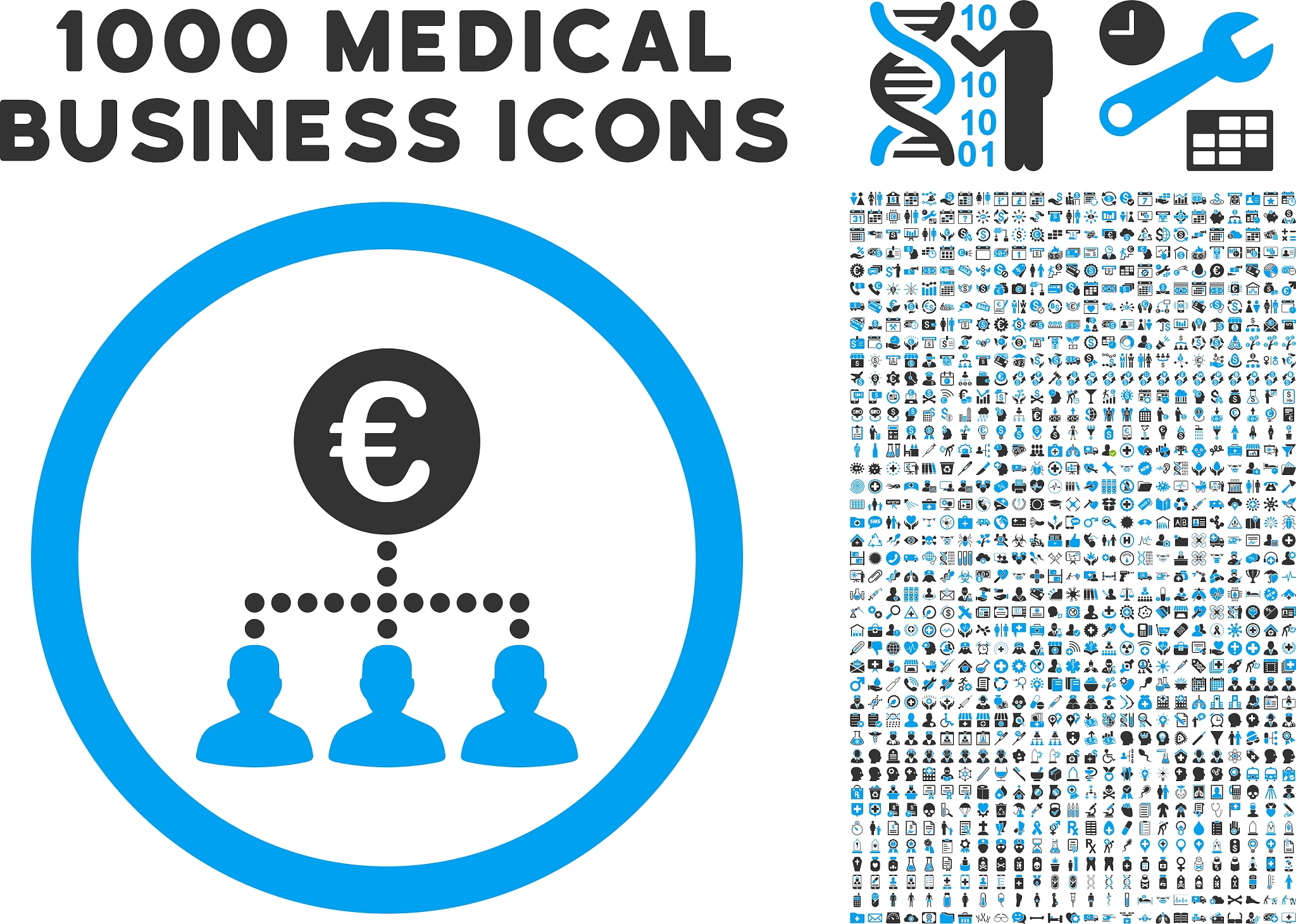 euro payment clients icon with 1000 medical