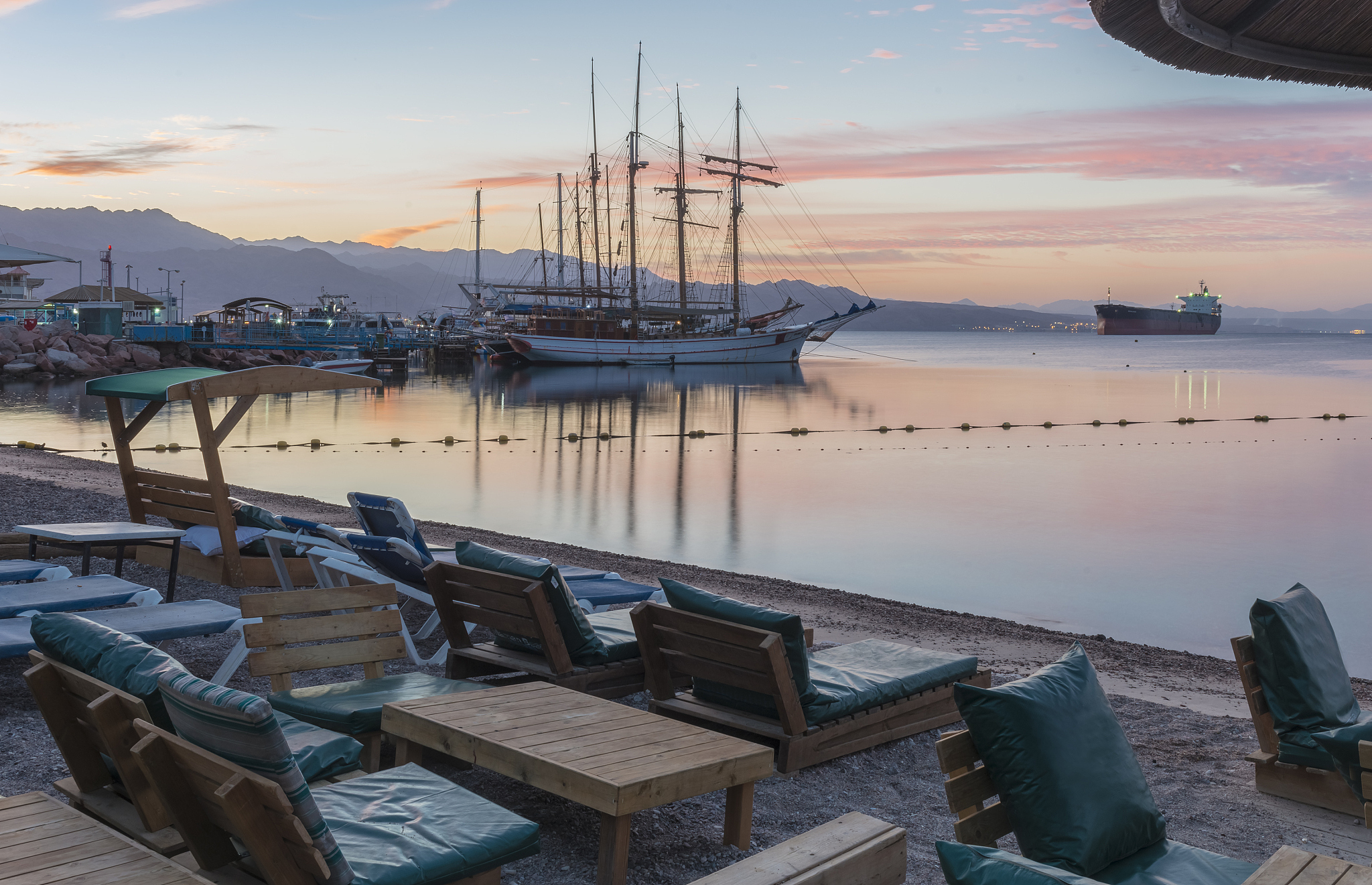 view on the red sea from central beach of eilat
