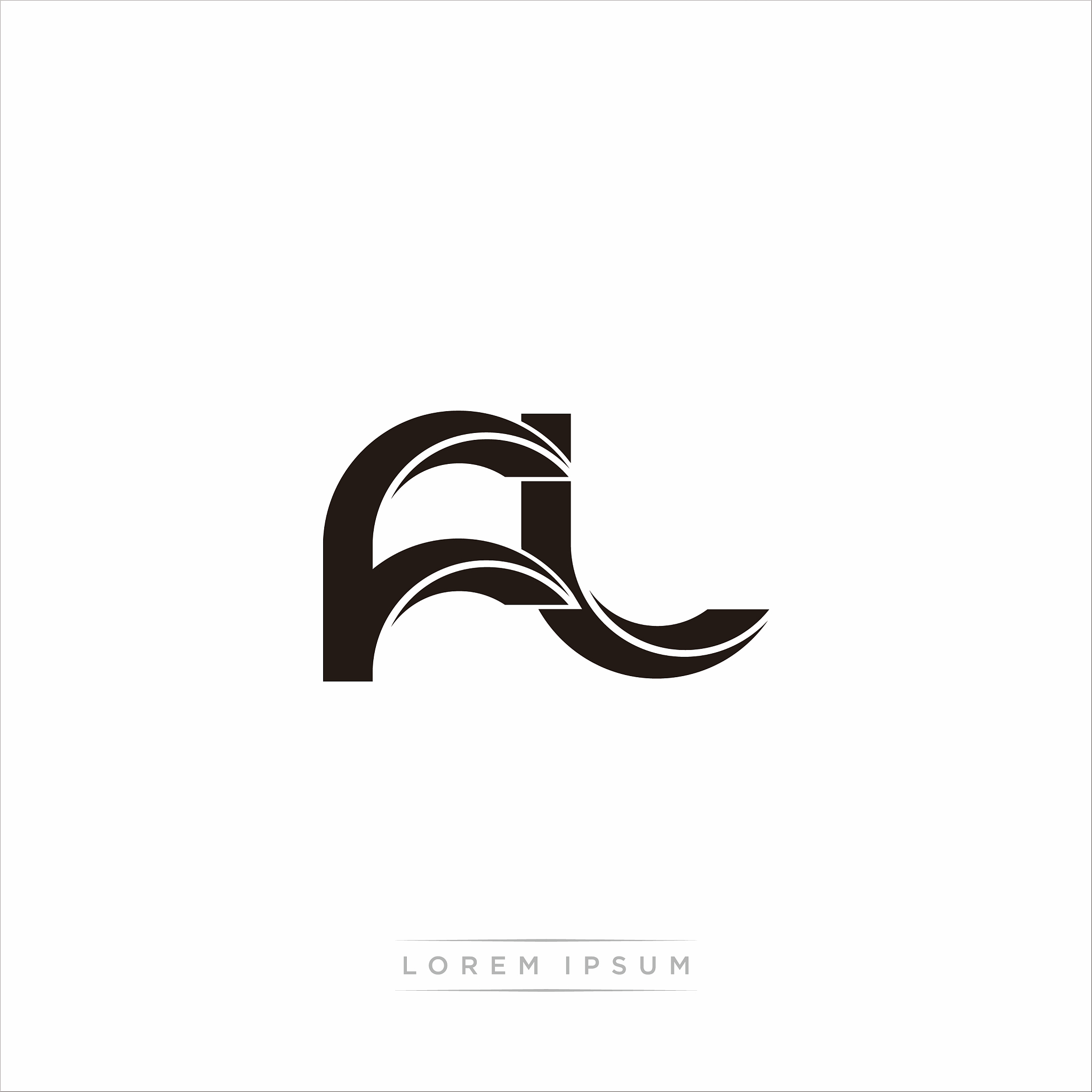 fl initial letter split lowercase modern monogram