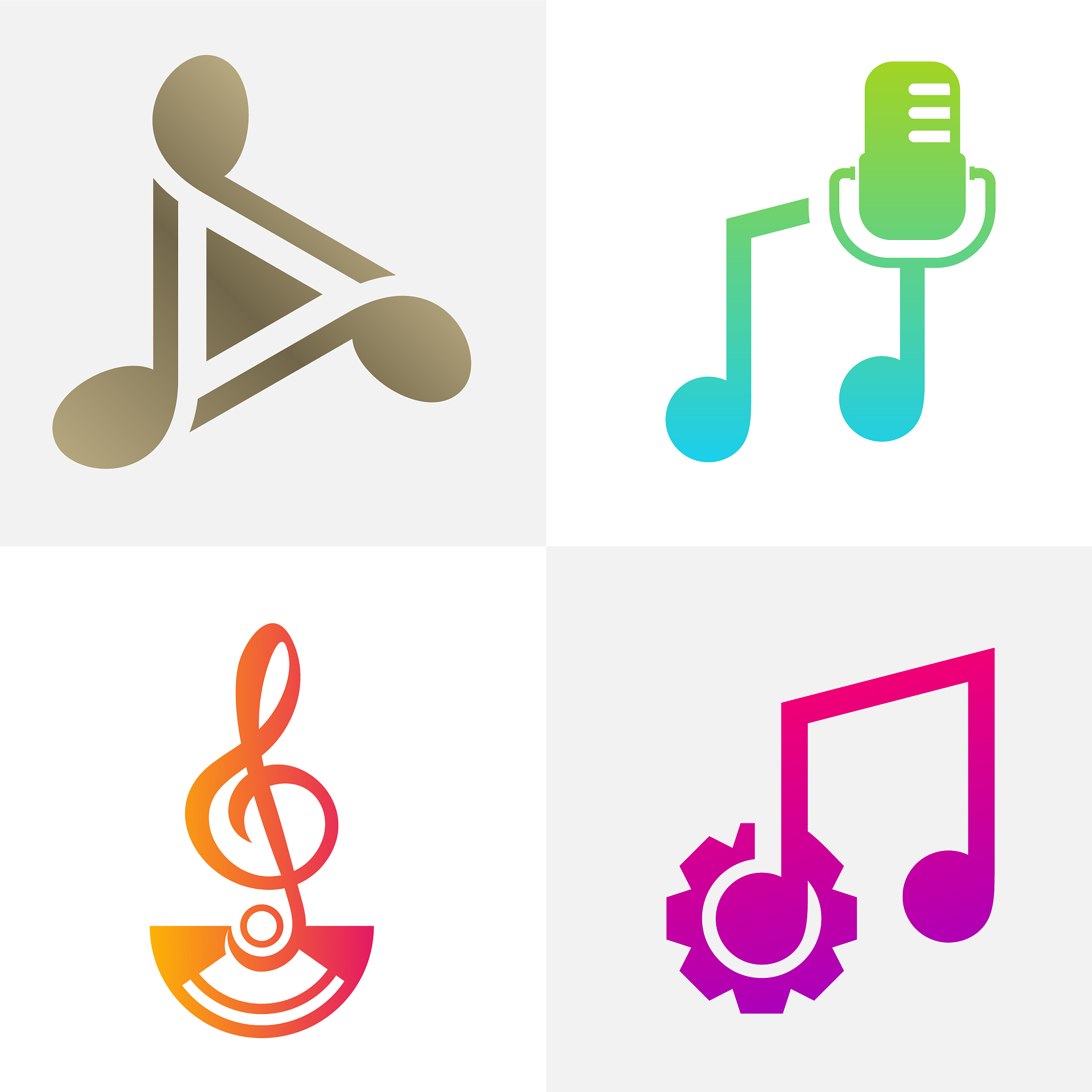 set music note logo design concept note play
