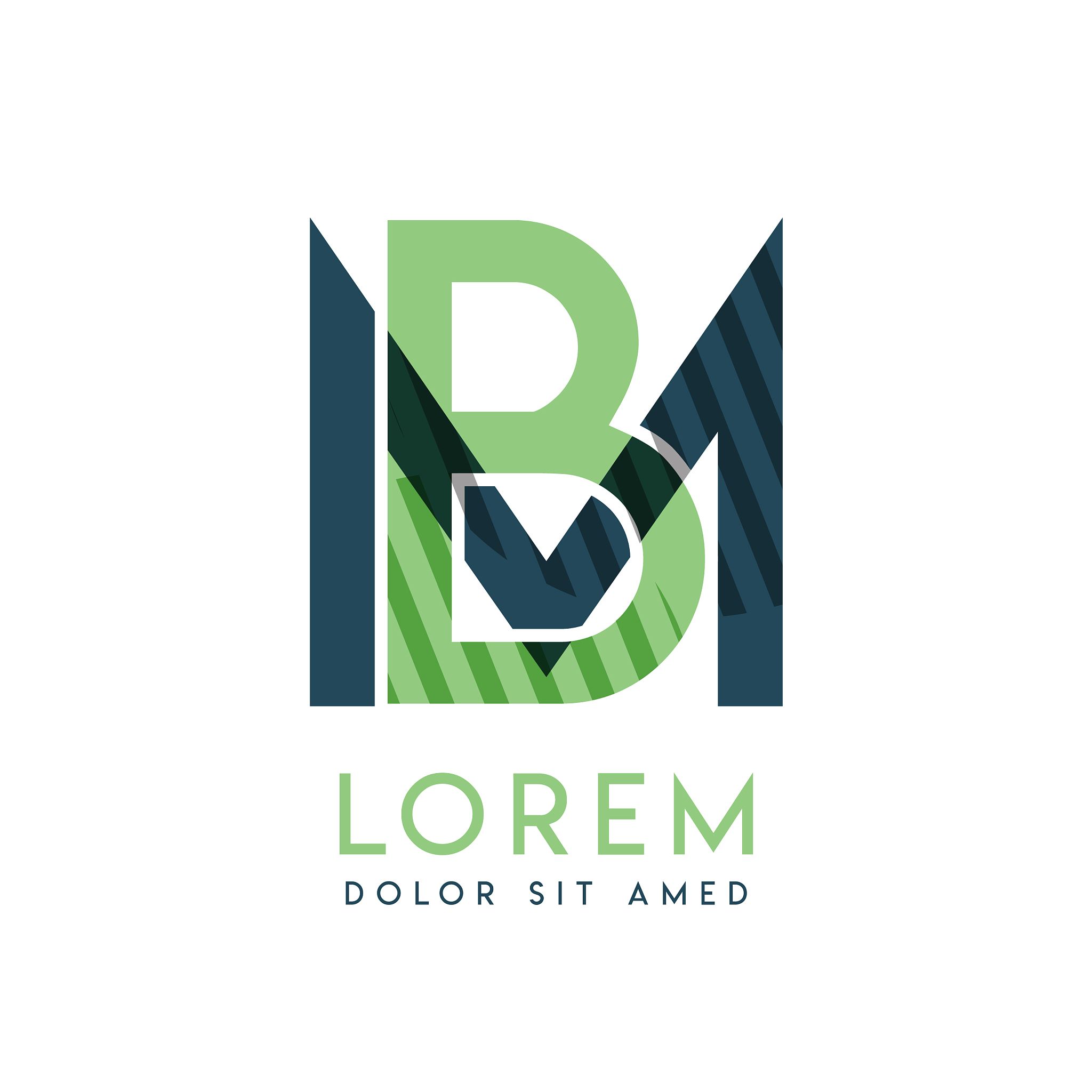 mb colorful logo design with green and dark green