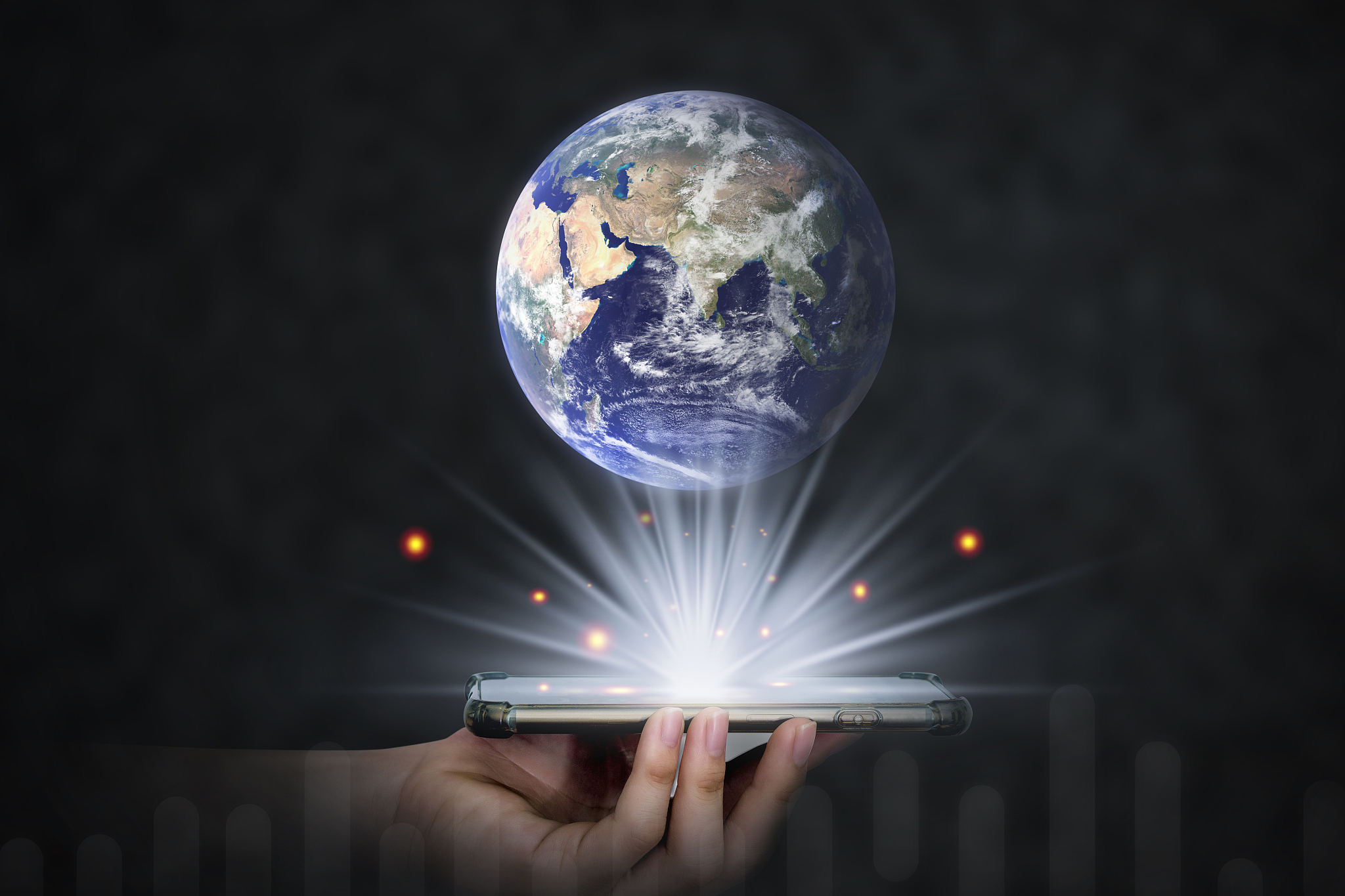 earth and smart phone represent e-learning online in the digital