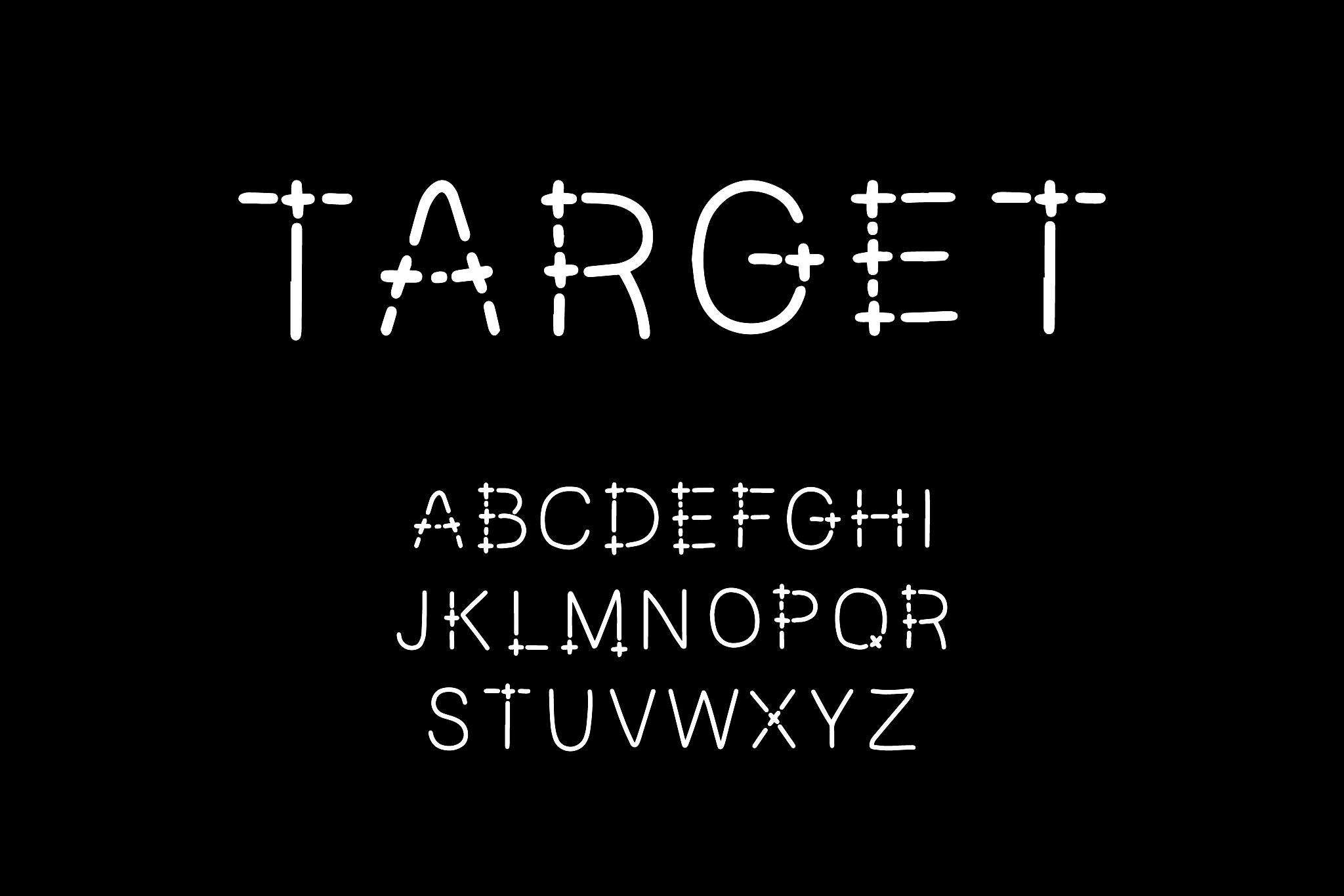 target hand drawn vector type font in cartoon comic style