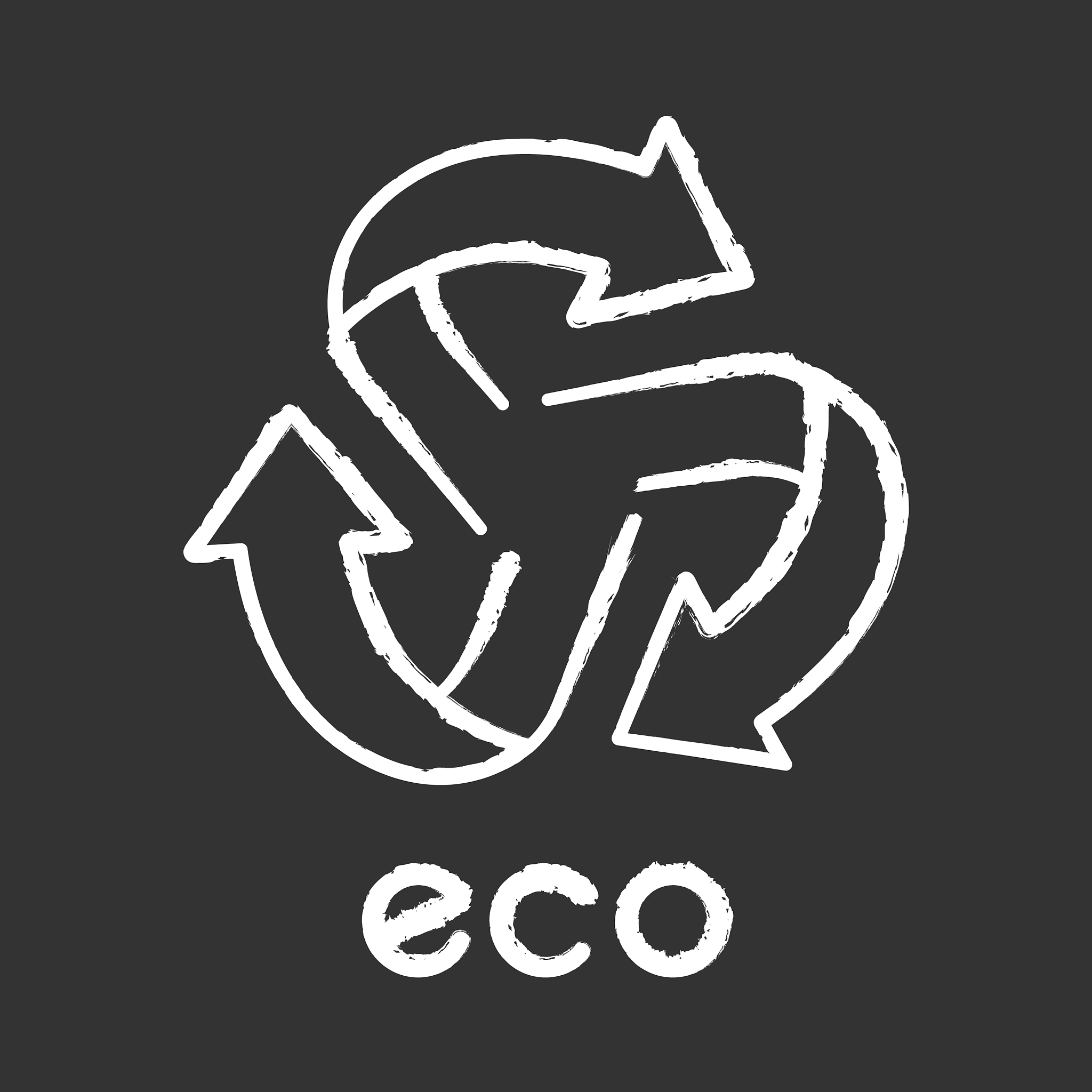 eco label chalk icon three rounded arrows coming