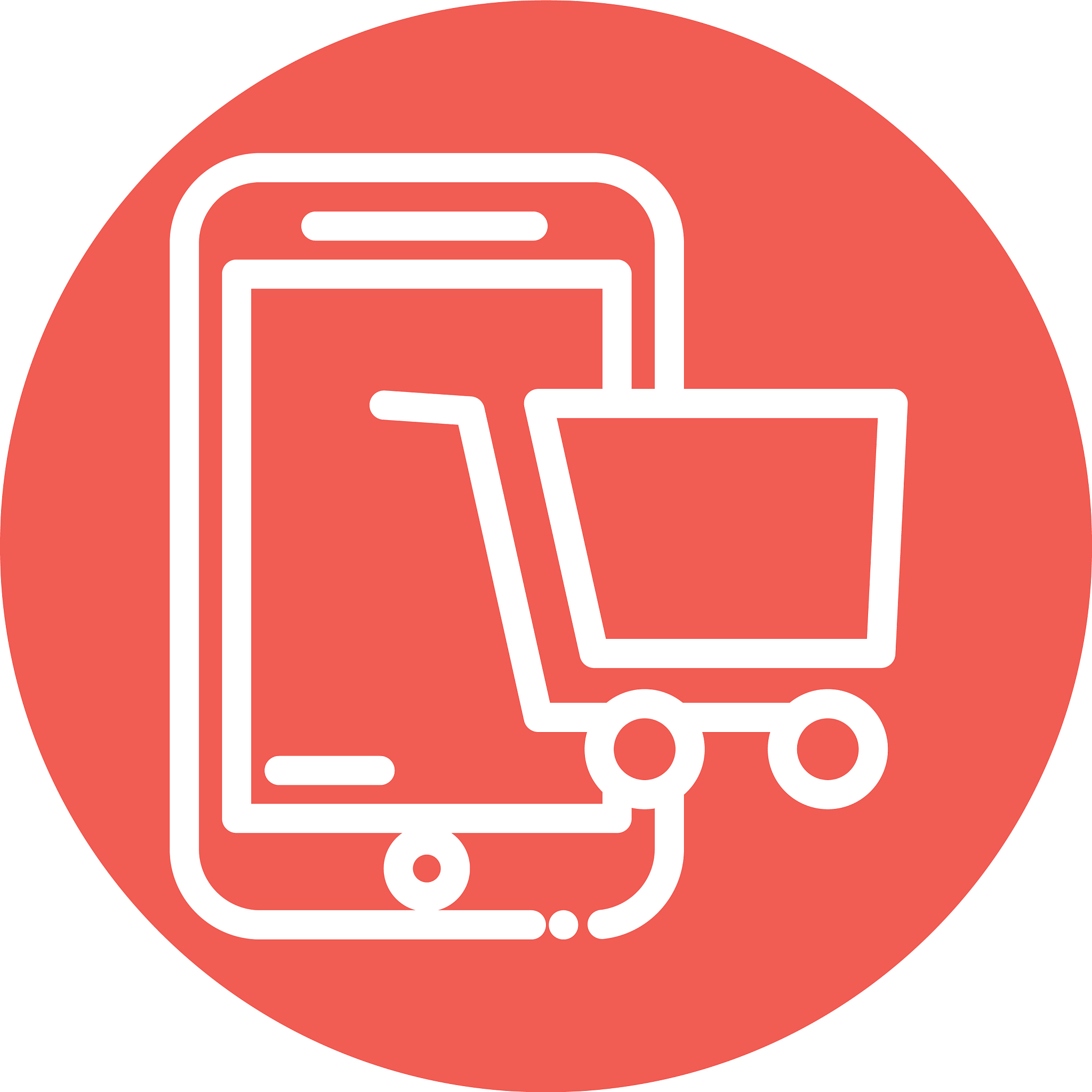 smartphone with shopping cart block and flat style