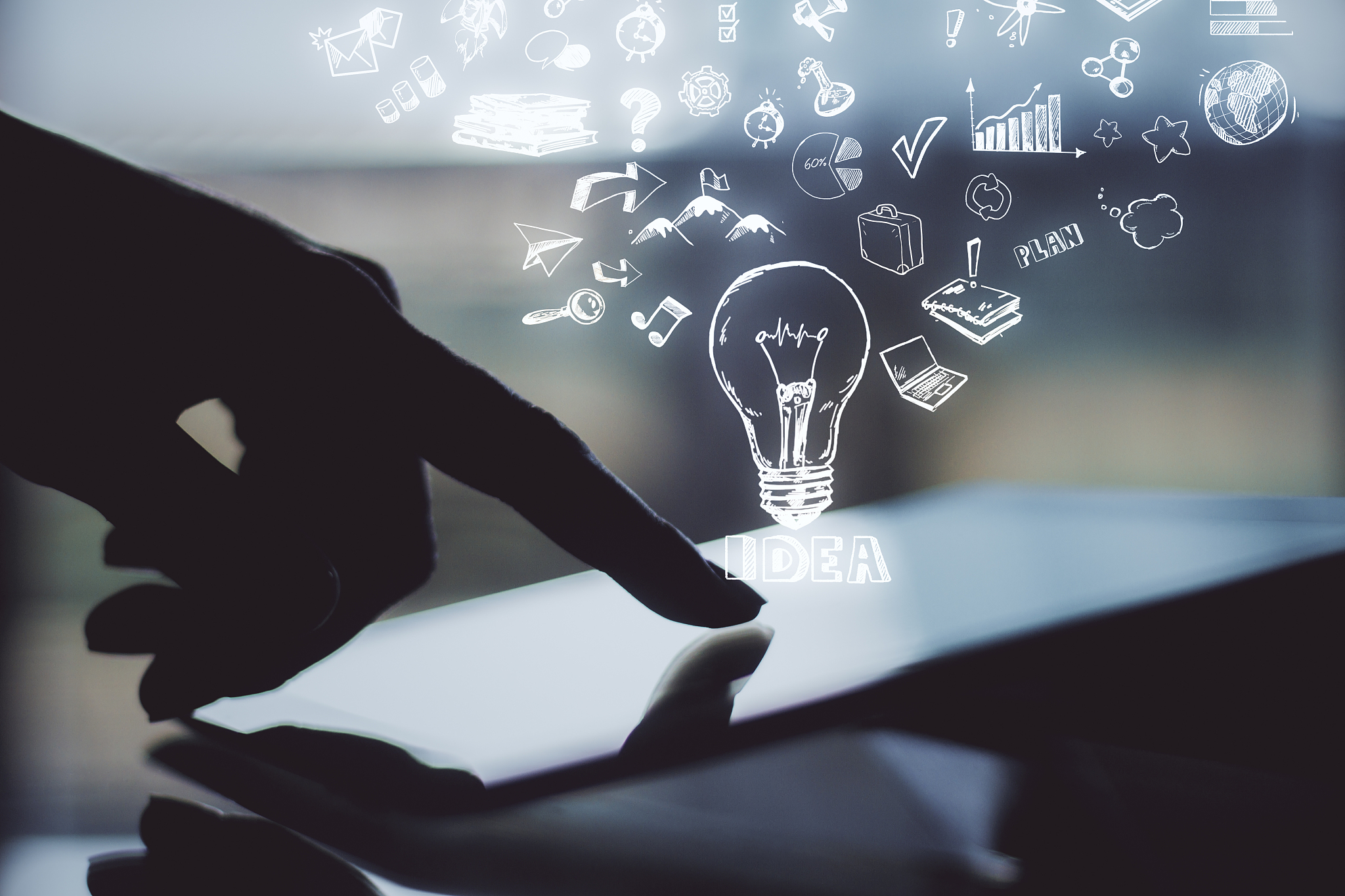 technology, software and idea concept