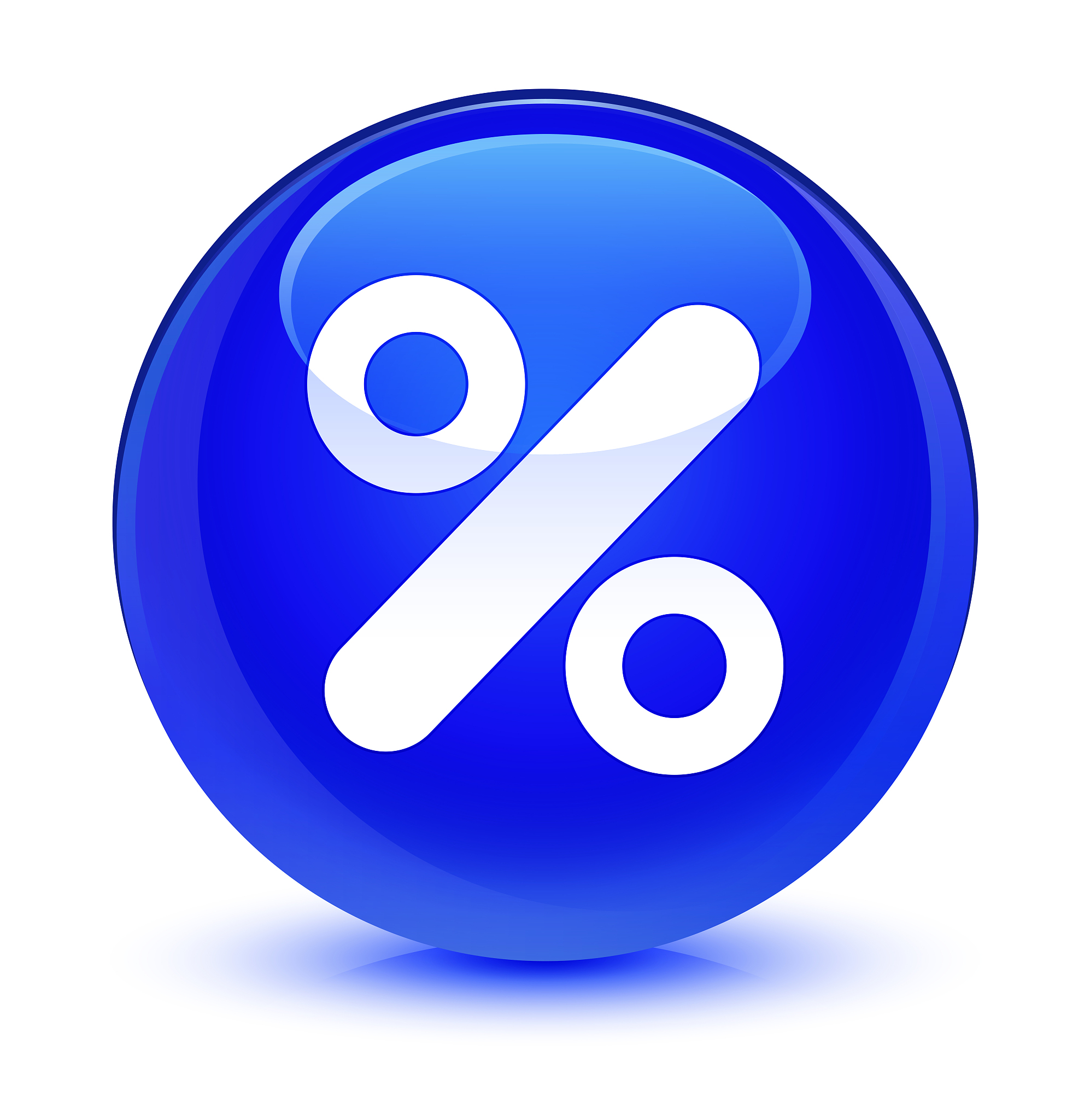 discount icon glassy blue round button