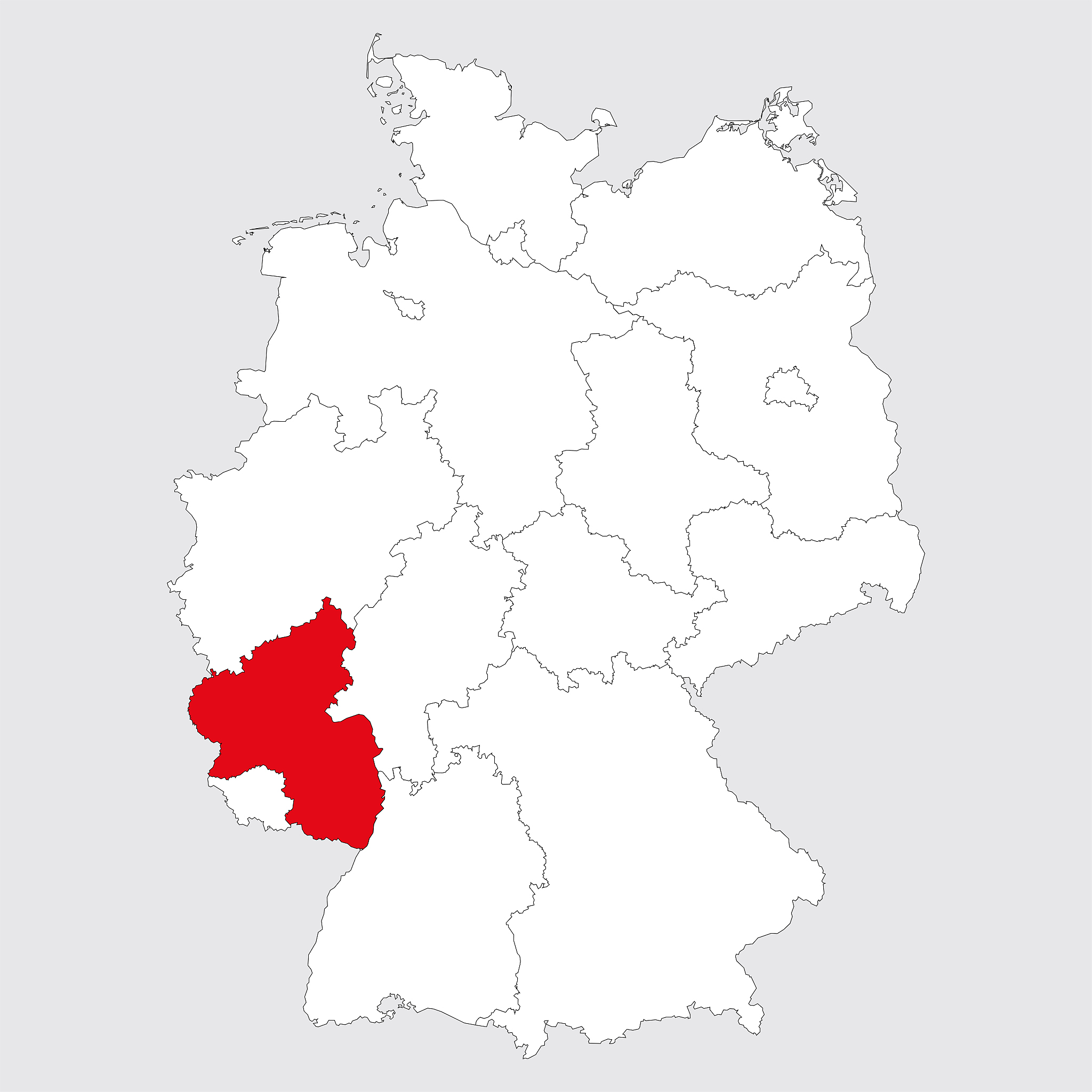 rhineland-palatinate province highlighted germany map.