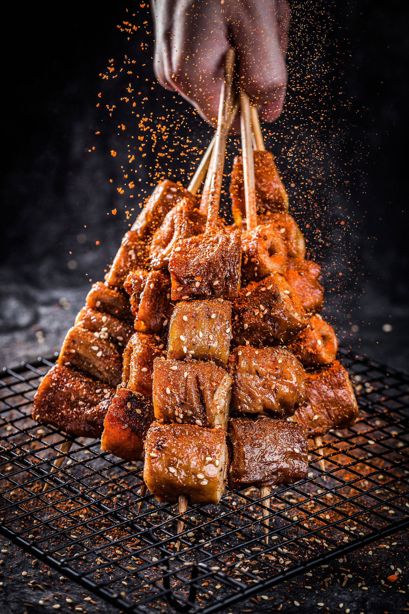 写一份羊肉串加烤红薯外卖好评