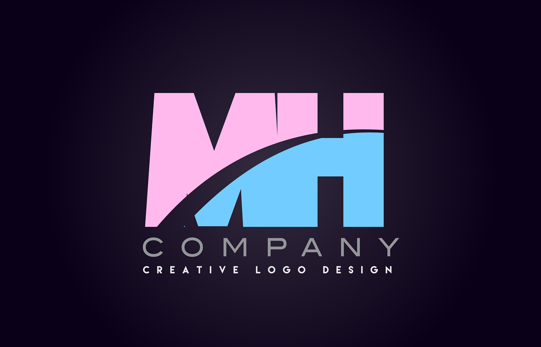 mh alphabet letter join joined letter logo design