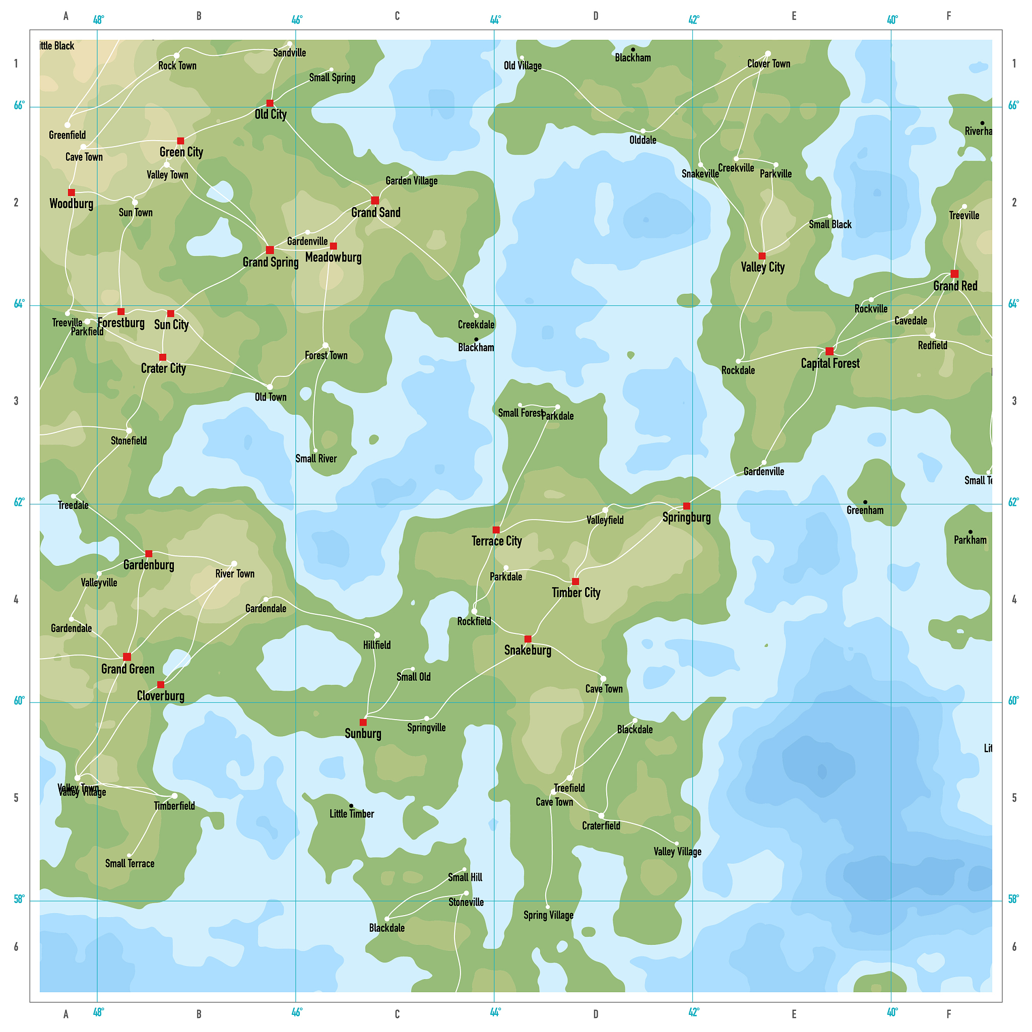 natural color generic topographic map square