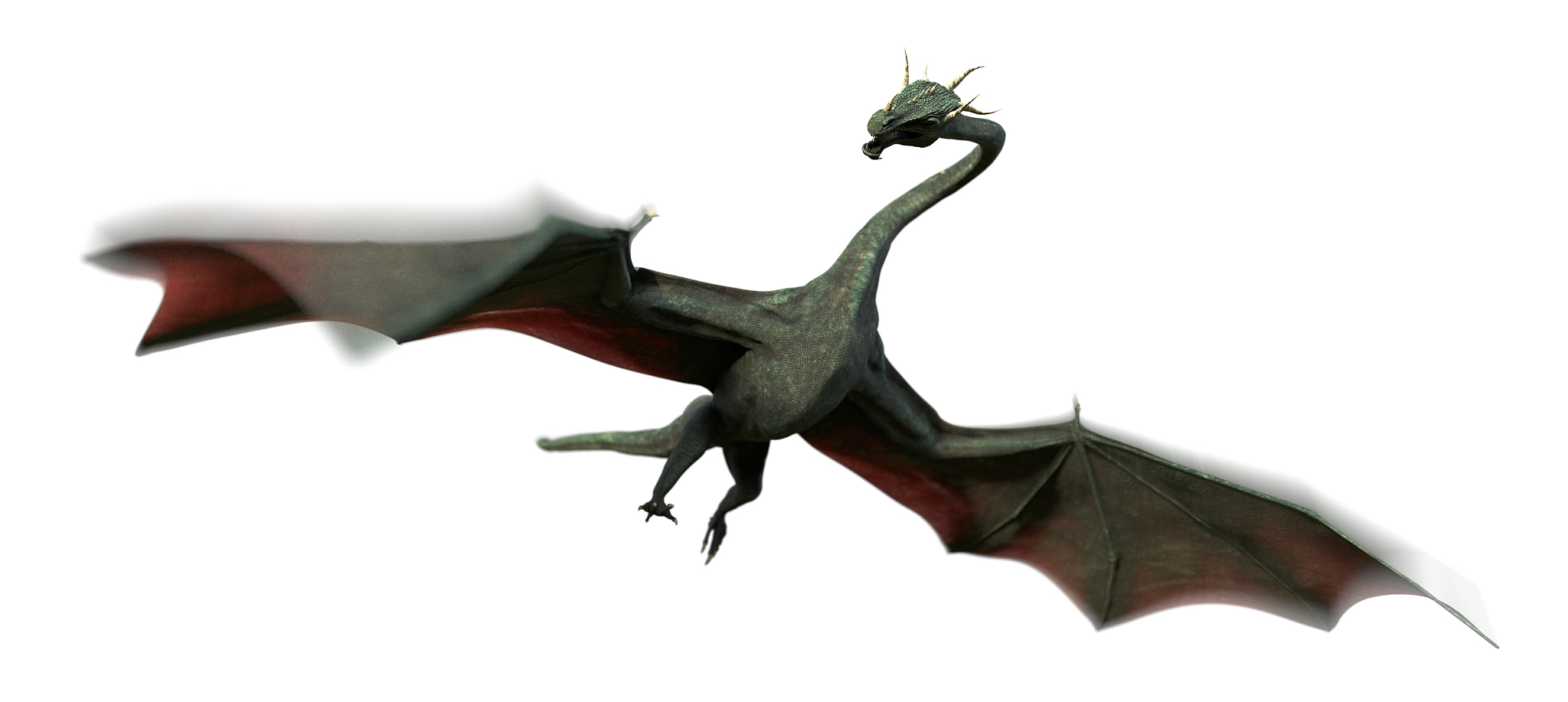 dragon, mythical flying serpent isolated with motion blur on whi