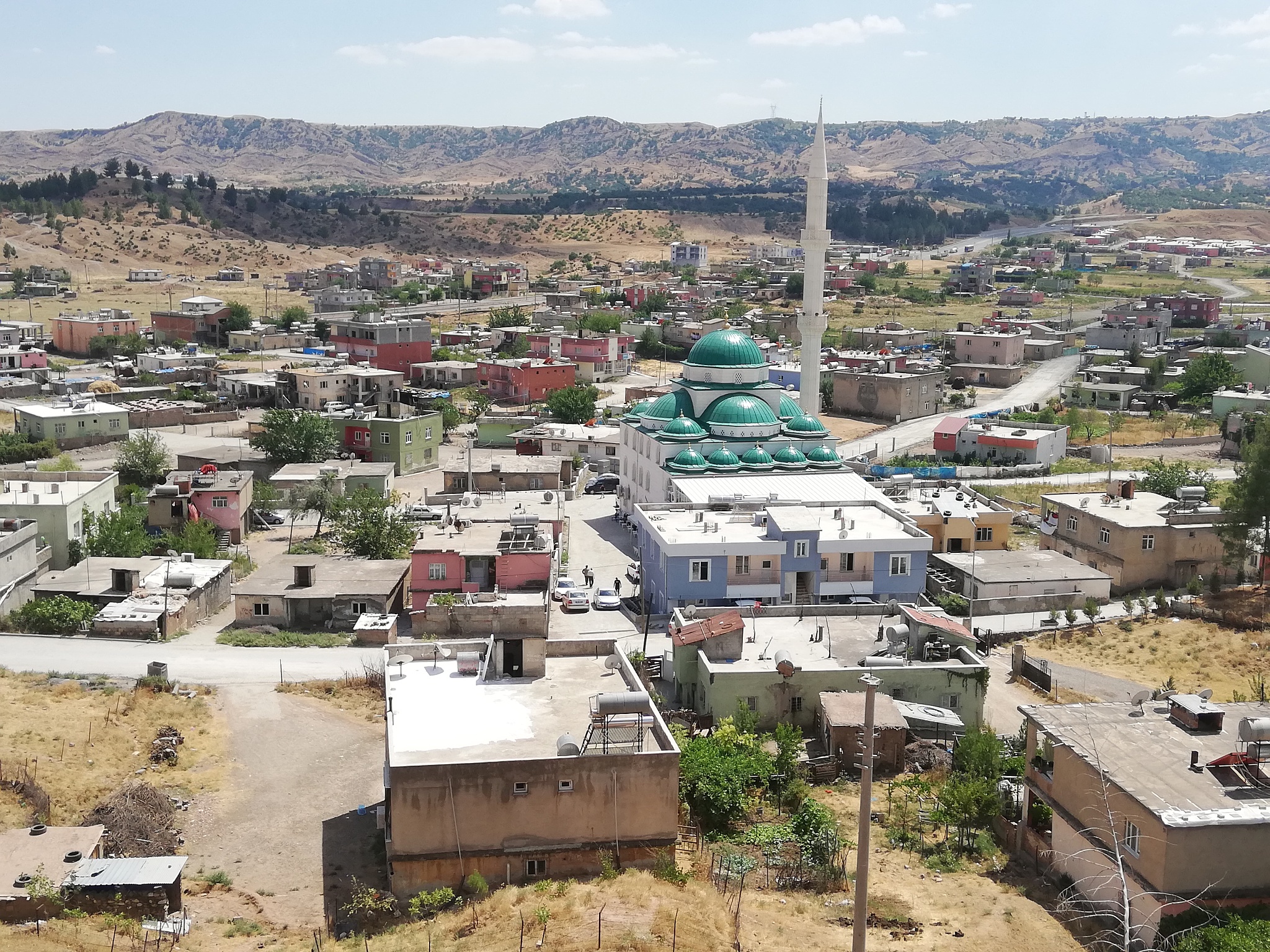 high angle view of townscape against sky