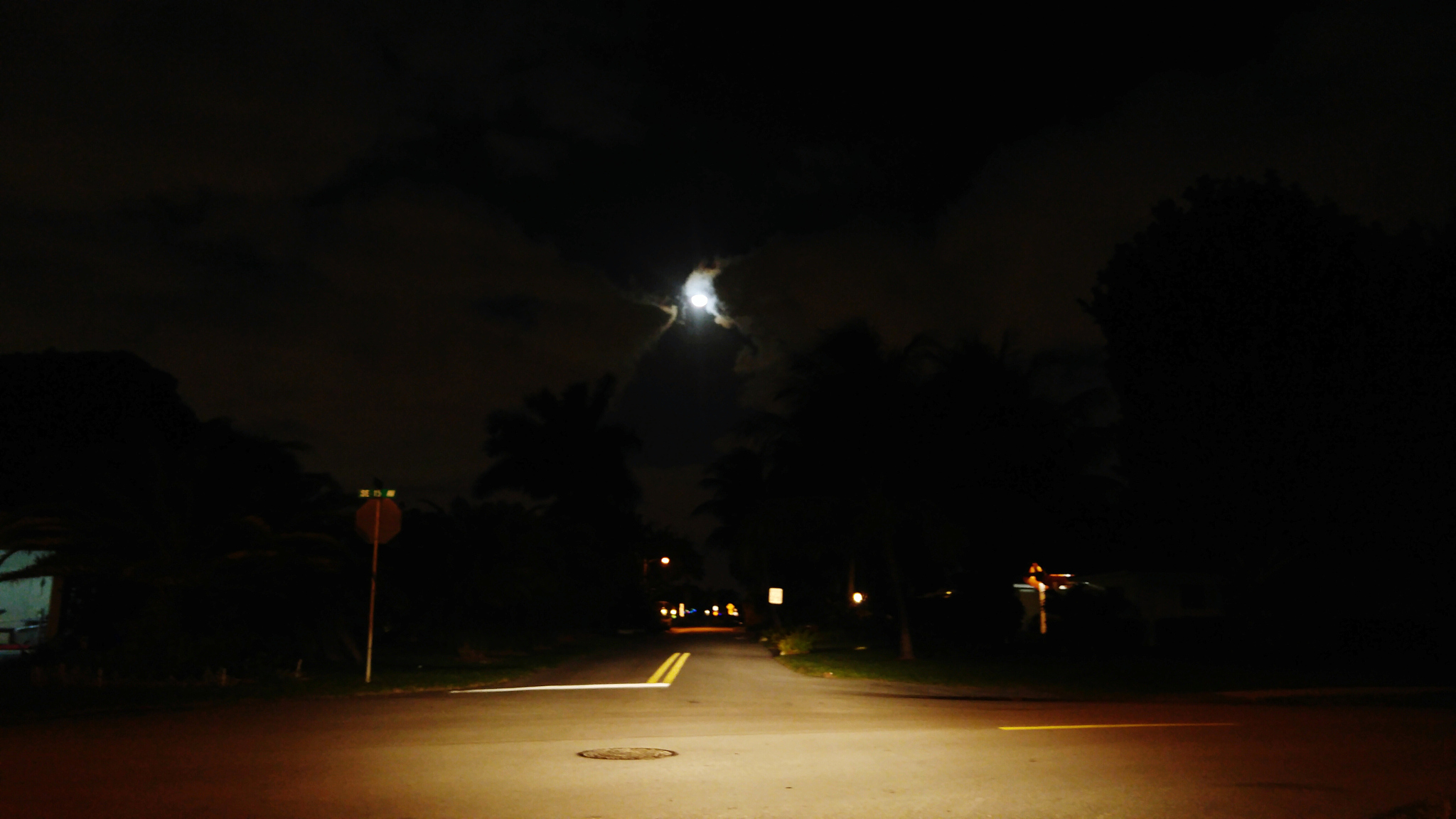 illuminated street light at night