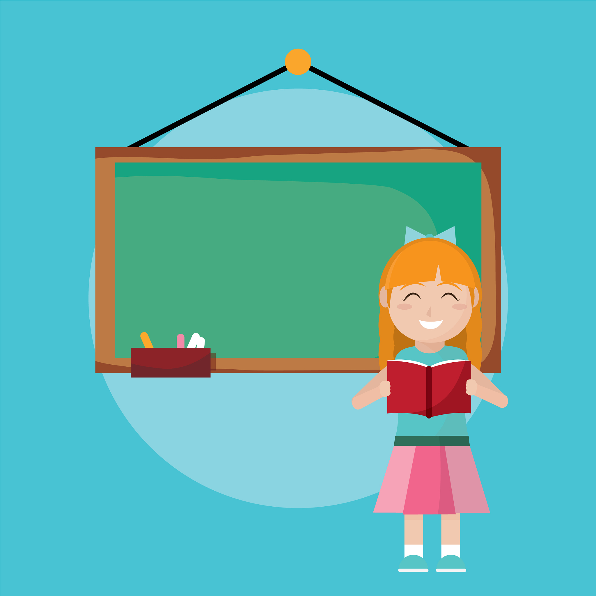 school girl reading a book