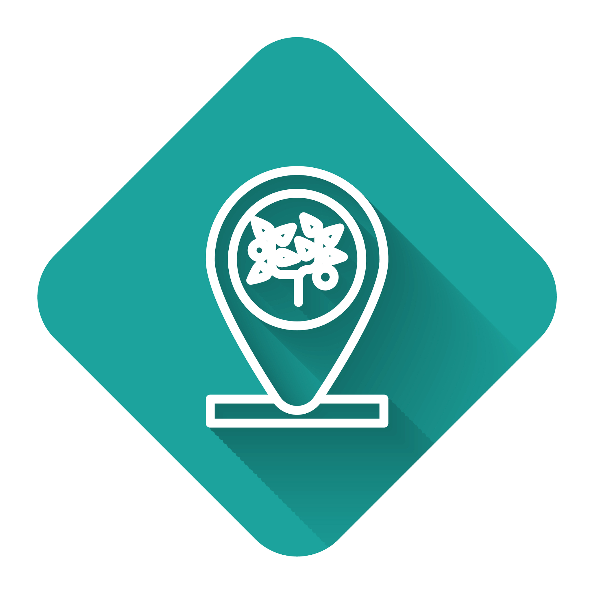 white line location and tree icon isolated with