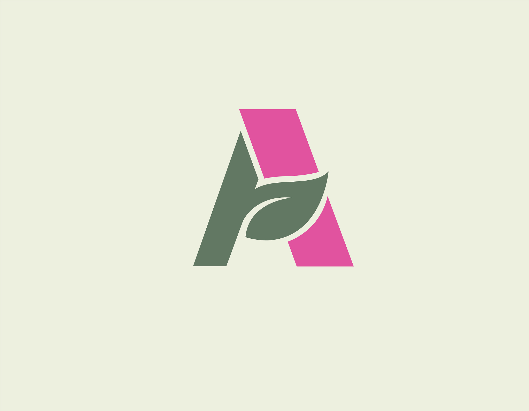 creative abstract logo letter a and plant leaf