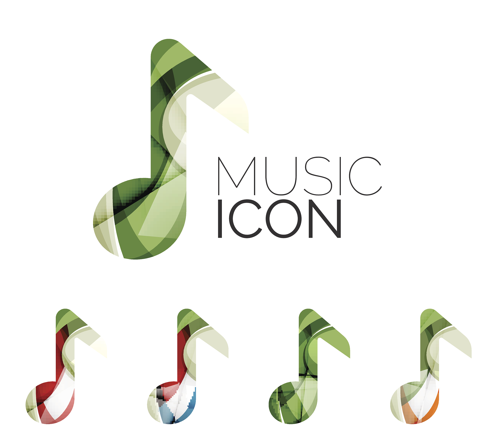set of abstract music note icons