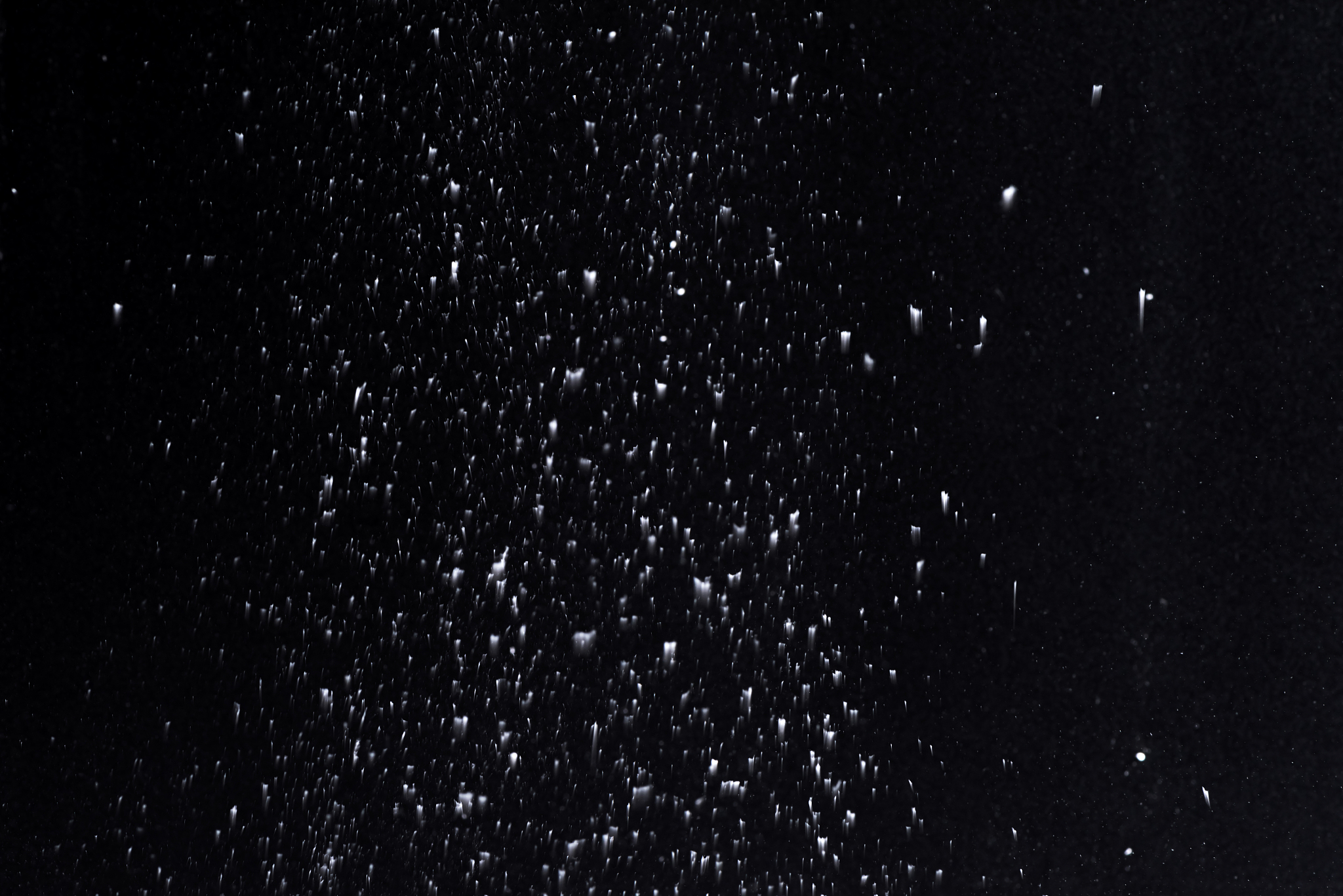 falling  snow at night. bokeh lights on black background, flying