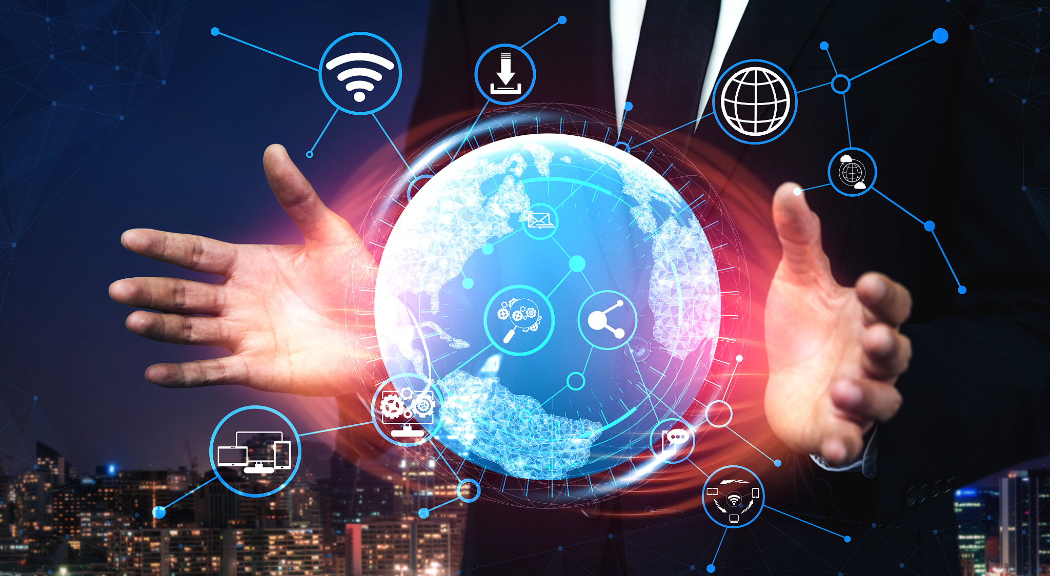 social media and people network technology concept