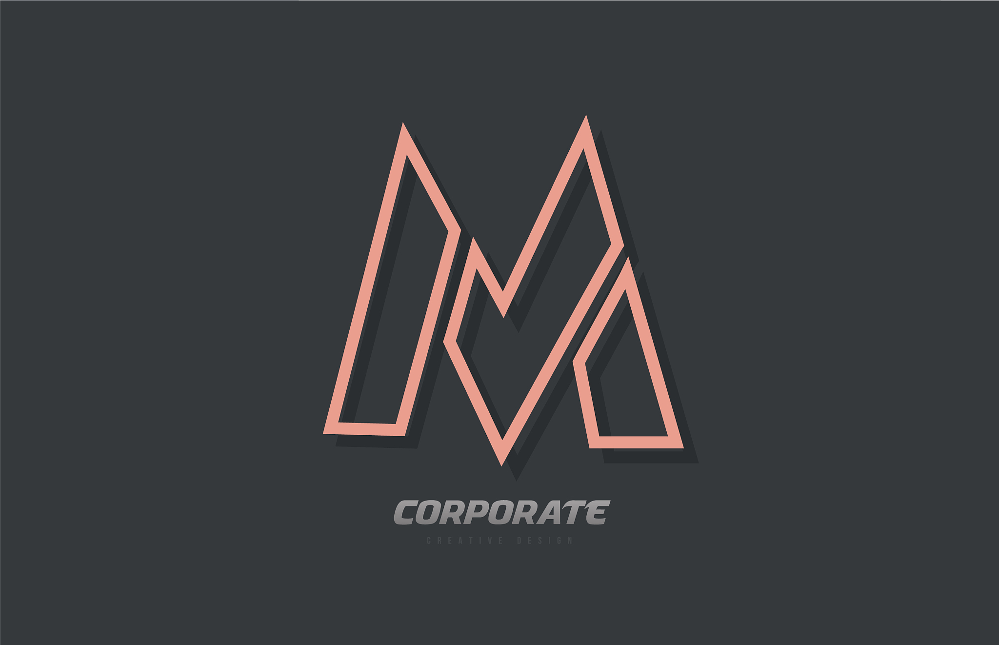 m alphabet letter line company business brown