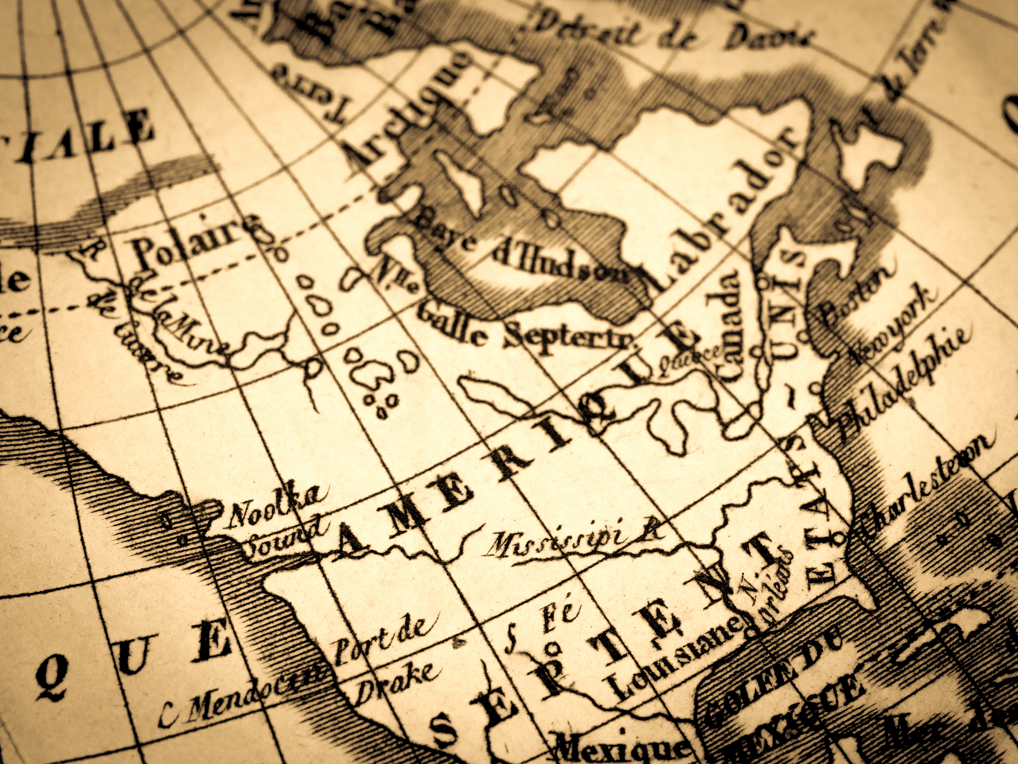 antique world map, north america