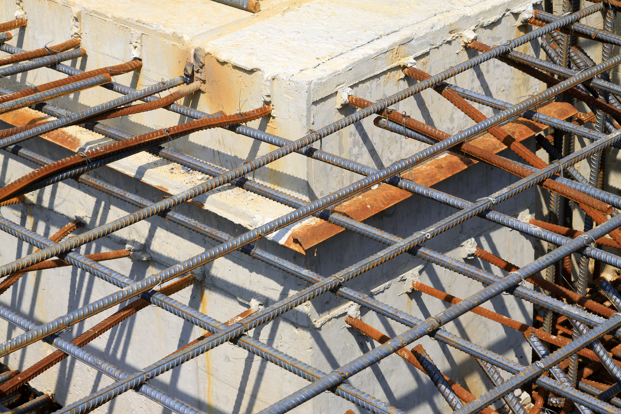 screw thread steel bar framework, in the construction site