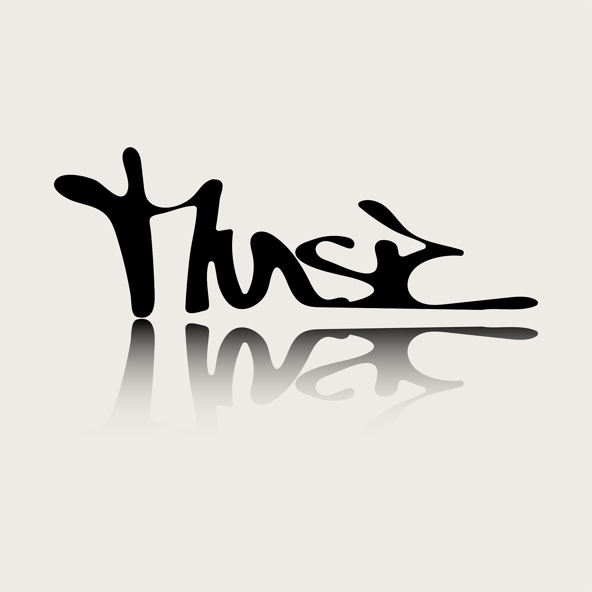 vector handwritten lettering music with reflection