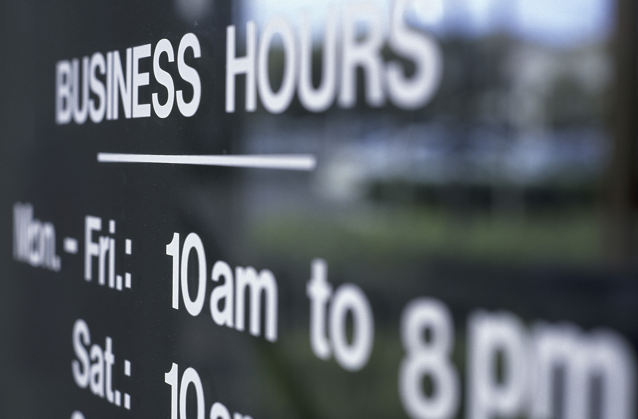 business hours on door