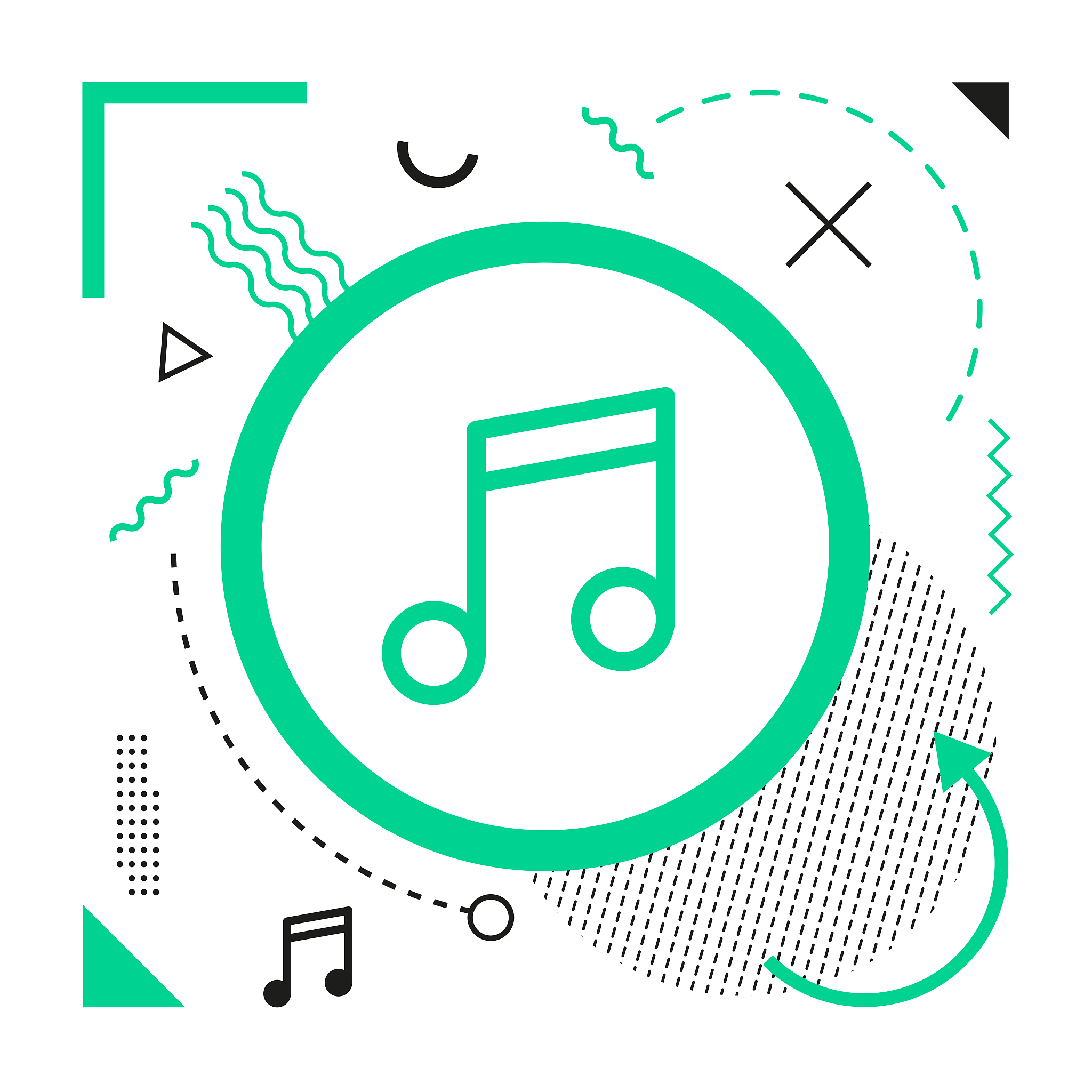 music icon on modern background